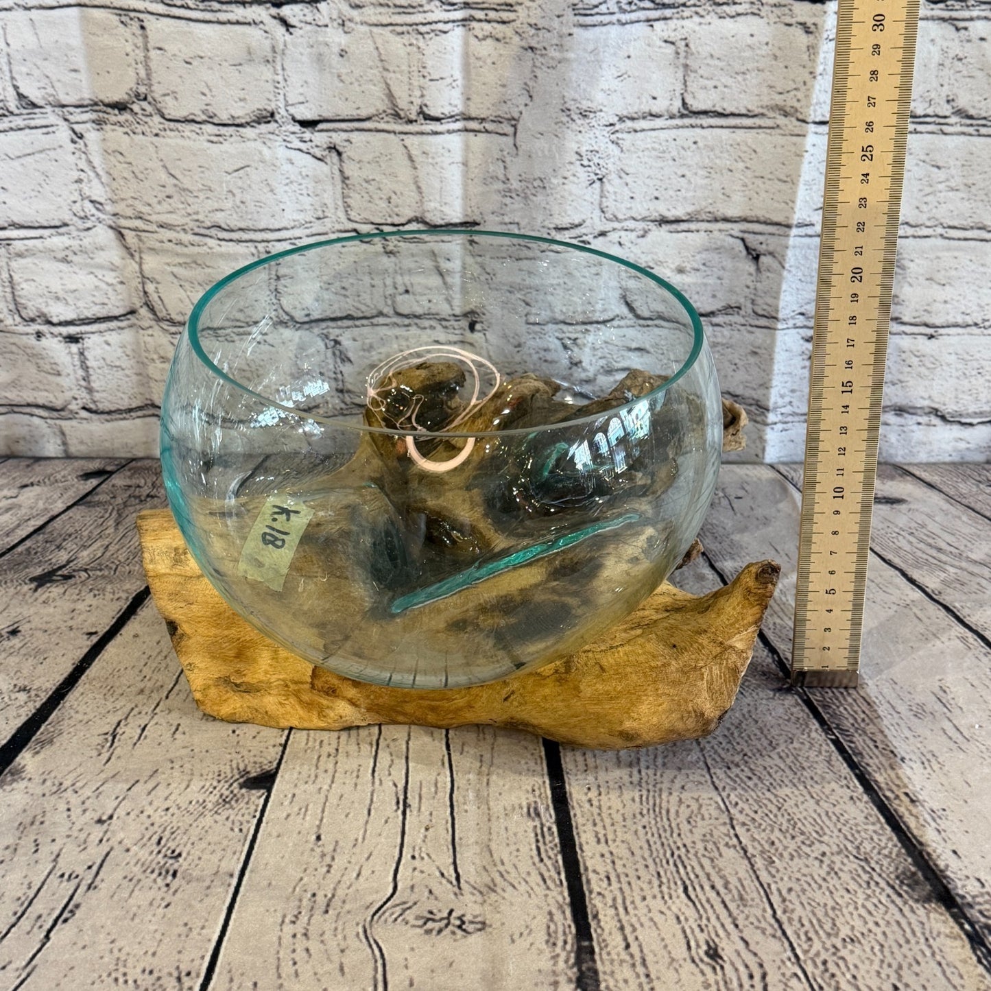 20cm Tall Fruit Bowl Colour Melted Glass Wood Decorative Vase Glass Sculpture4