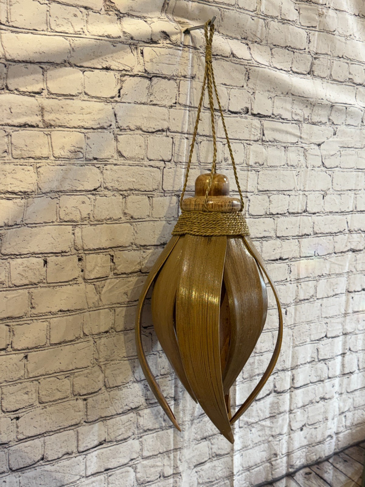 50cm x 25cm Natural Leaf Rattan Ceiling Pendant Light Shade Lampshade LED Bulb0