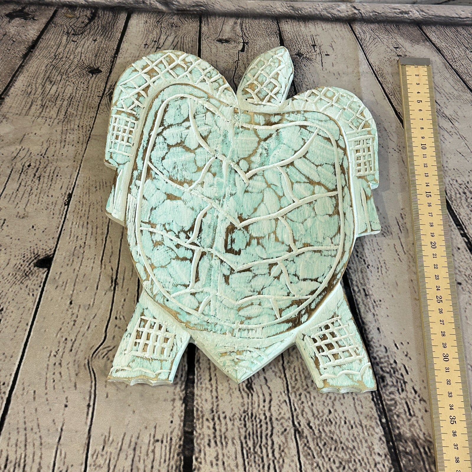 30cm Blue Sea Turtle Bowl Trinket Dish Decoration Designer Mask Wooden Handmade5