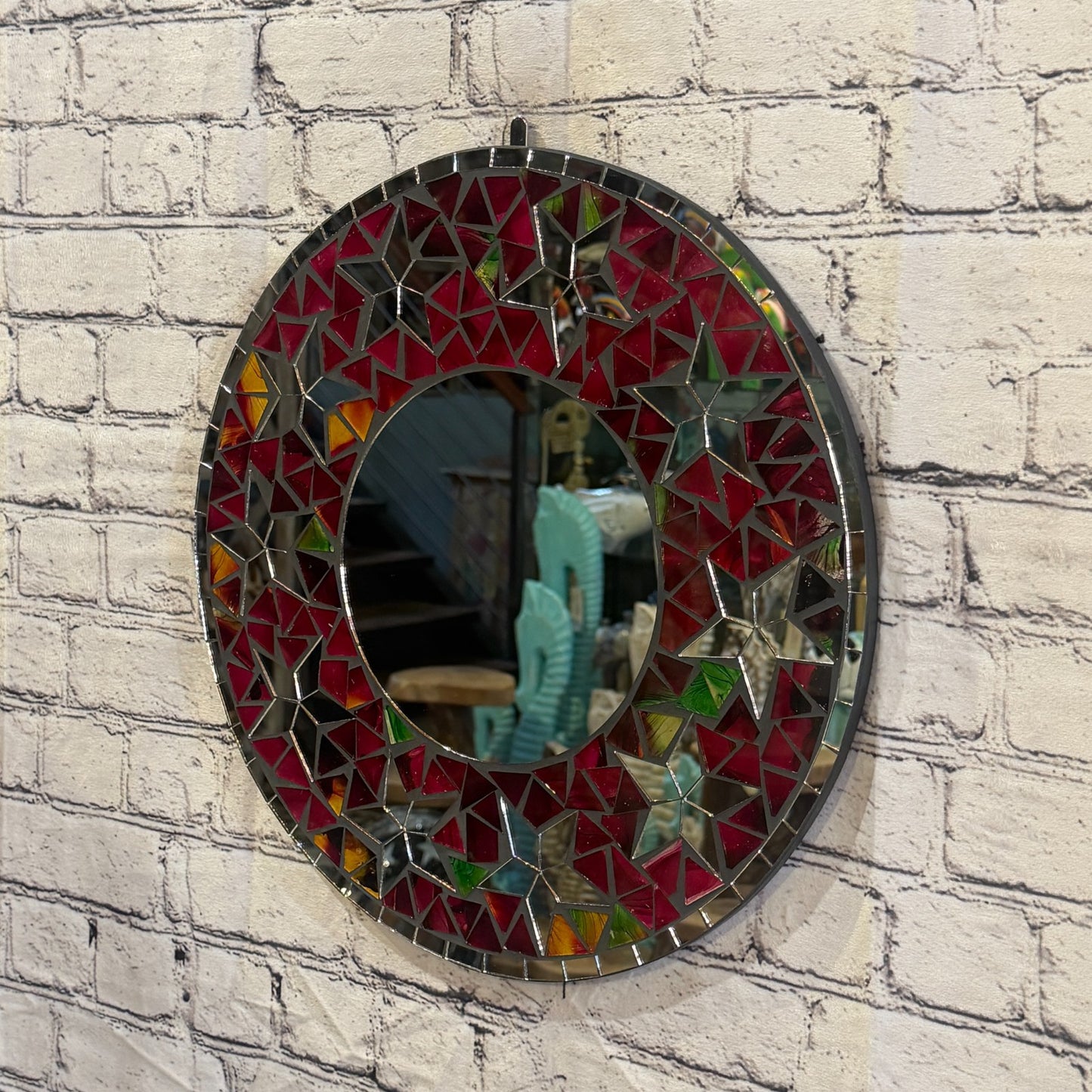 Red Star Black Mosaic Tile Wall Mirror 40cm x 40cm 16 Inches Handmade1