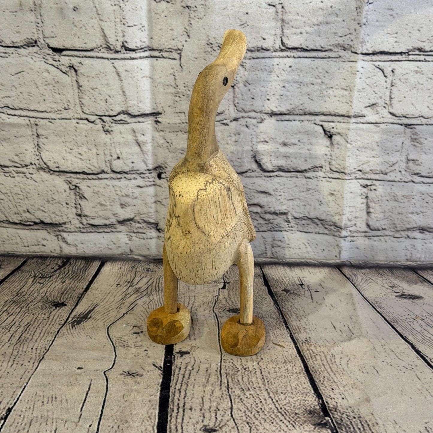 Looking Back 25cm Tall Wooden Smooth Duckling Baby Duck Bamboo Root Fairtrade4