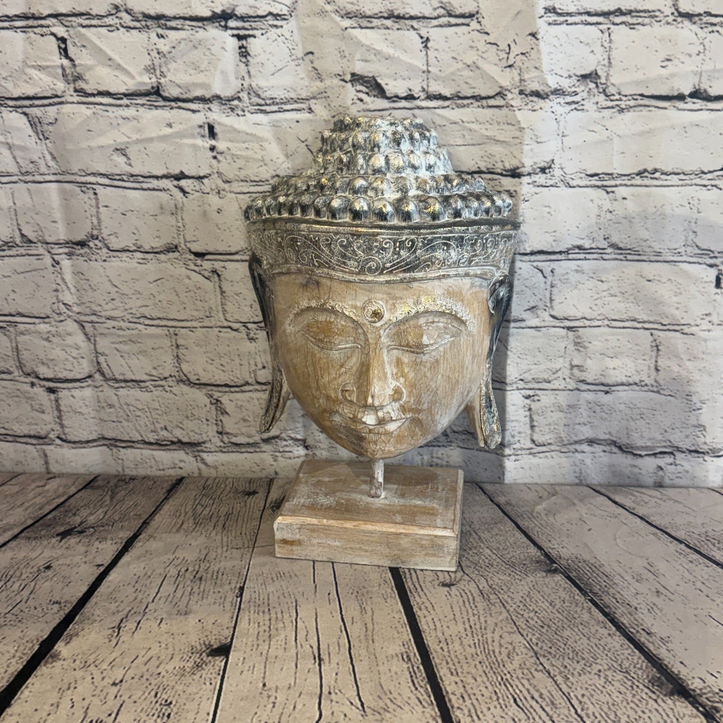 35cm x 25cm Brown Head Buddha Ornament Sculpture Statue Buddhas Hand Carved Wood1