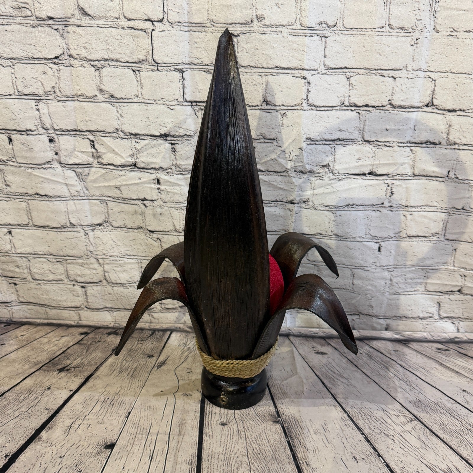 Red Light Brown Natural 55cm Tall Leaf Lamp Twist LED UK Mains Plug Design 14