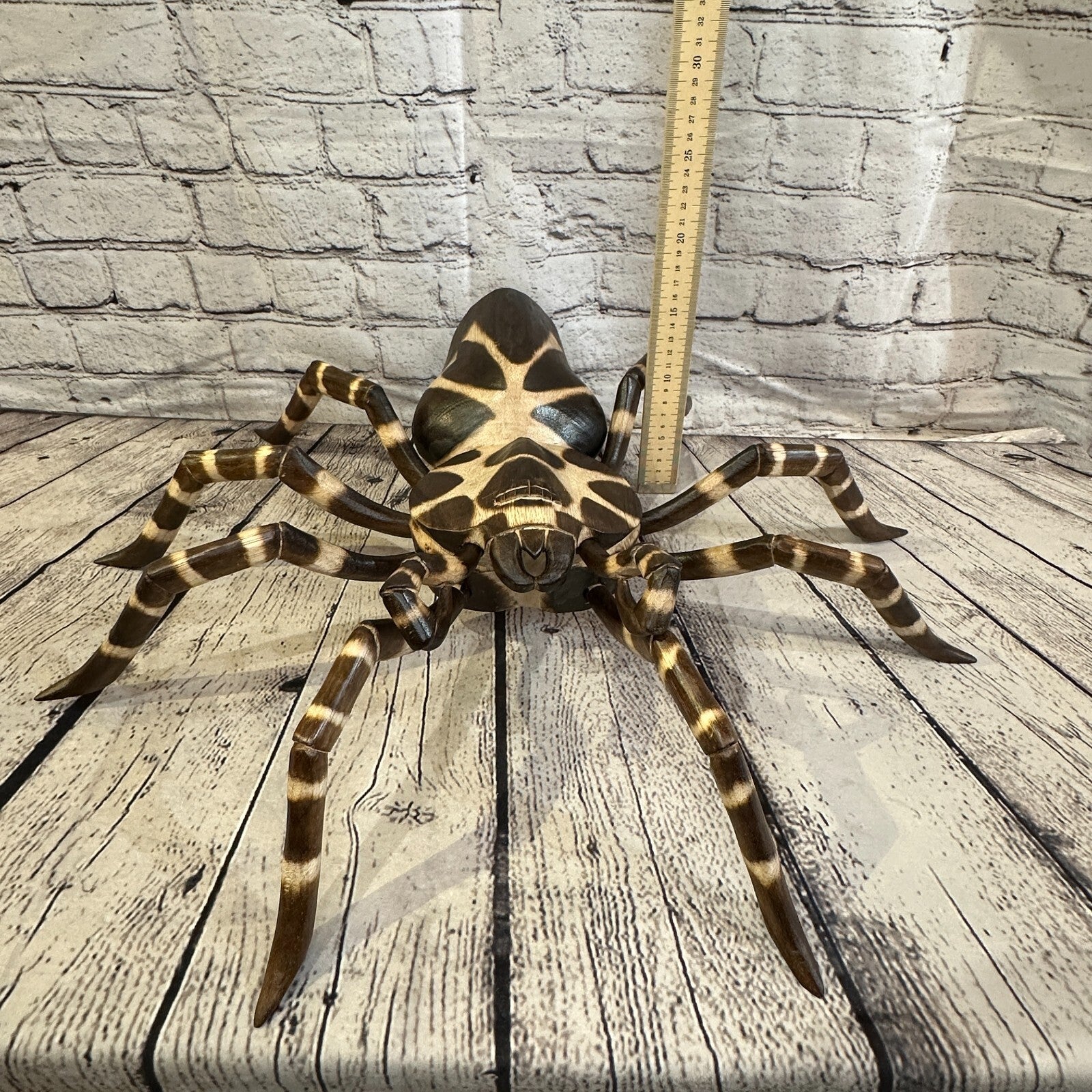 50cm x 45cm Wooden Spider Carving Hand Carved Walking Spider Tarantula Statue7
