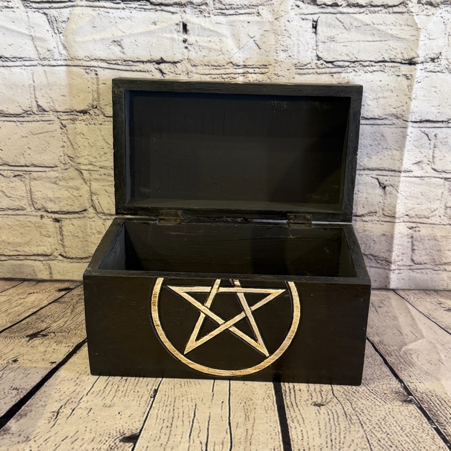 24cm x 14cm x 14cm Wood Gothic Pentagram Skull Coffin Jewellery Trinket Box5