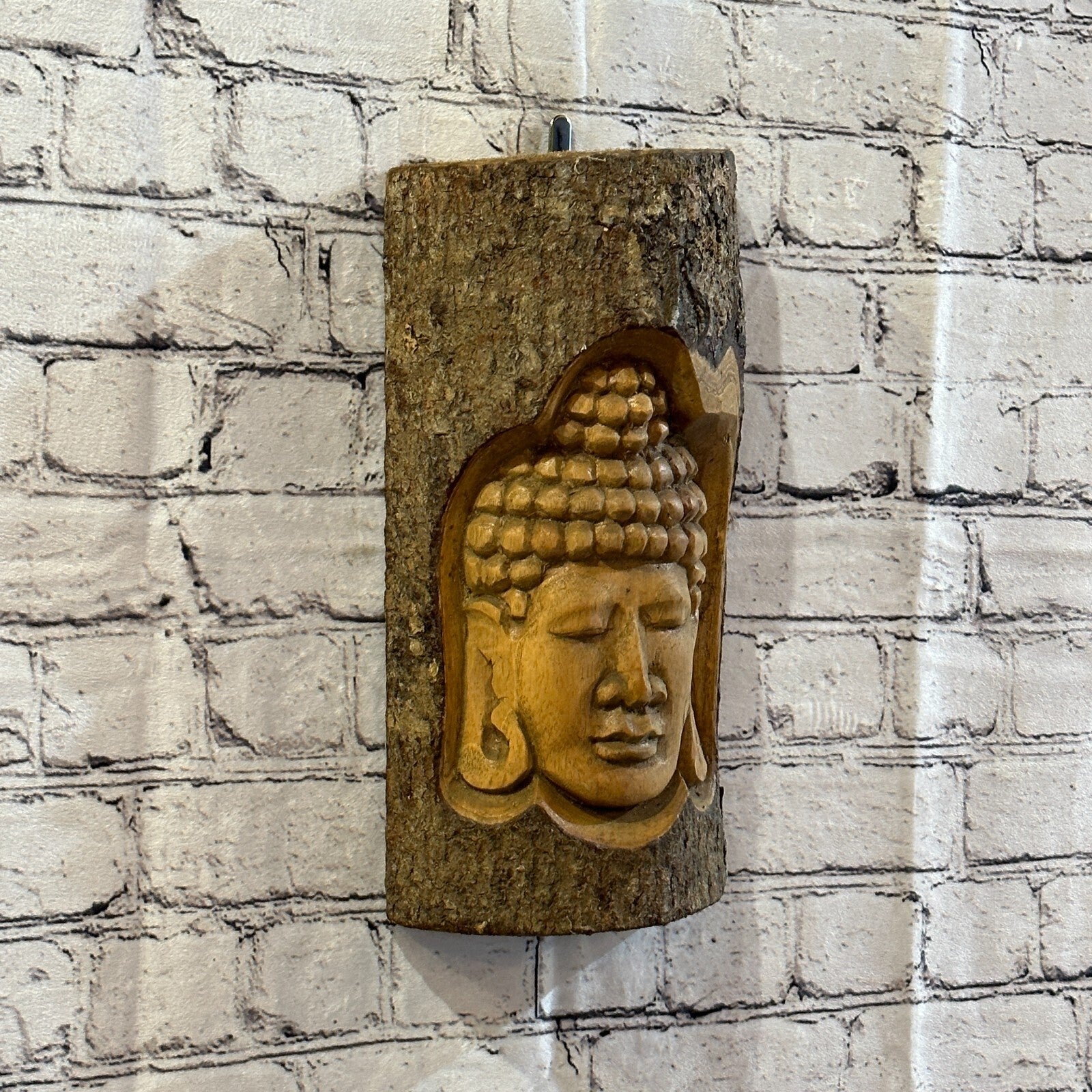 Buddha Head Of The Woods 30cm Hand Carved Wizard Tree Trunk Wood Fairtrade1