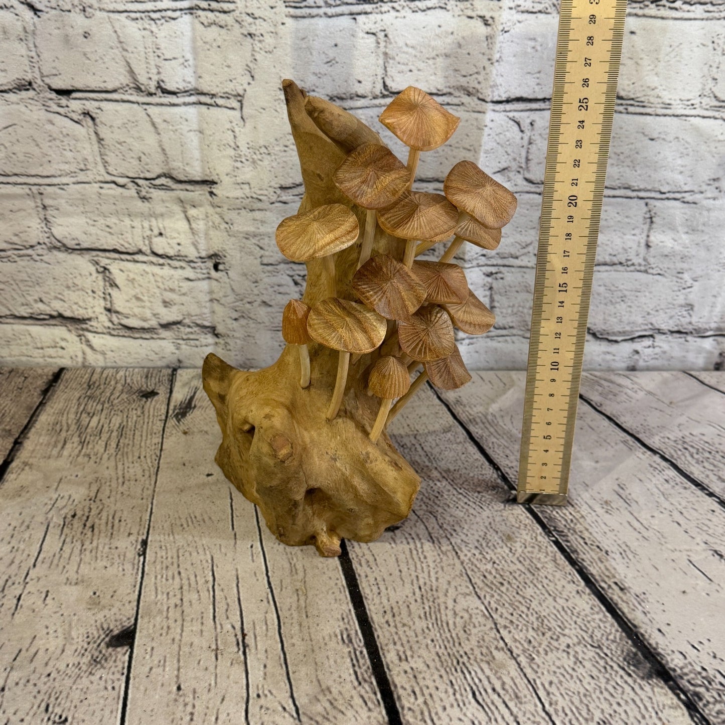 25cm Cluster Plain Mushroom Parasite Ornament Natural Carving Fairtrade Wooden4