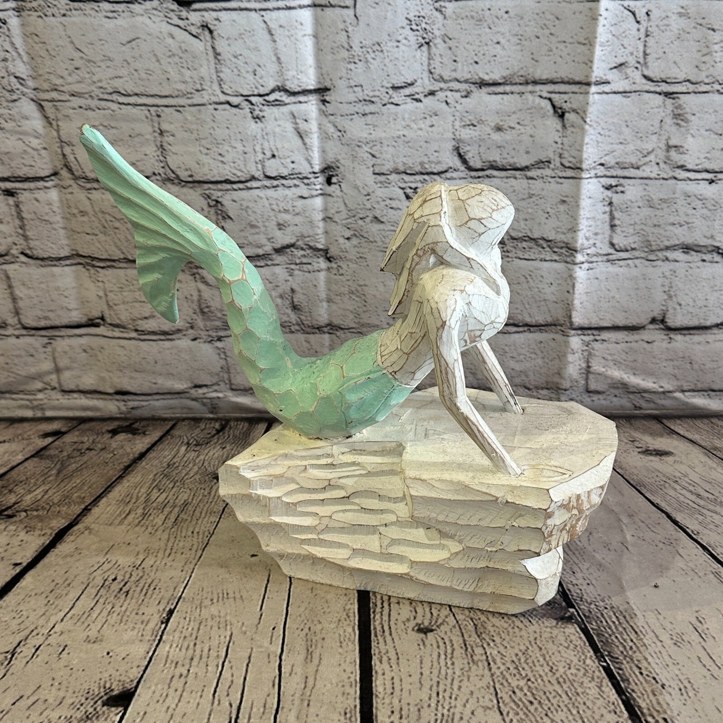 25cm Laying Front Wooden Mermaid Wall Decor Nautical Wood Mermaid Wall Sculpture3