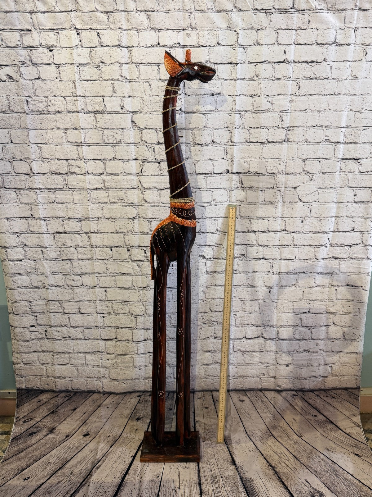 150cm Brown Wooden Giraffe Standing Single Carved Solid Wood Giraffe Handmade5