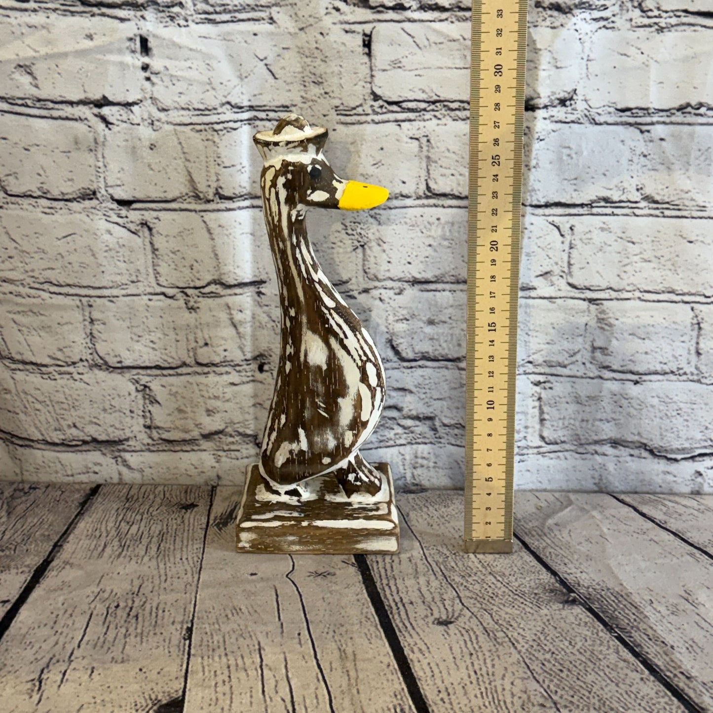 Looking Forward 28cm Tall Wooden Brown Duckling Baby Duck Shabby Wood Fairtrade5