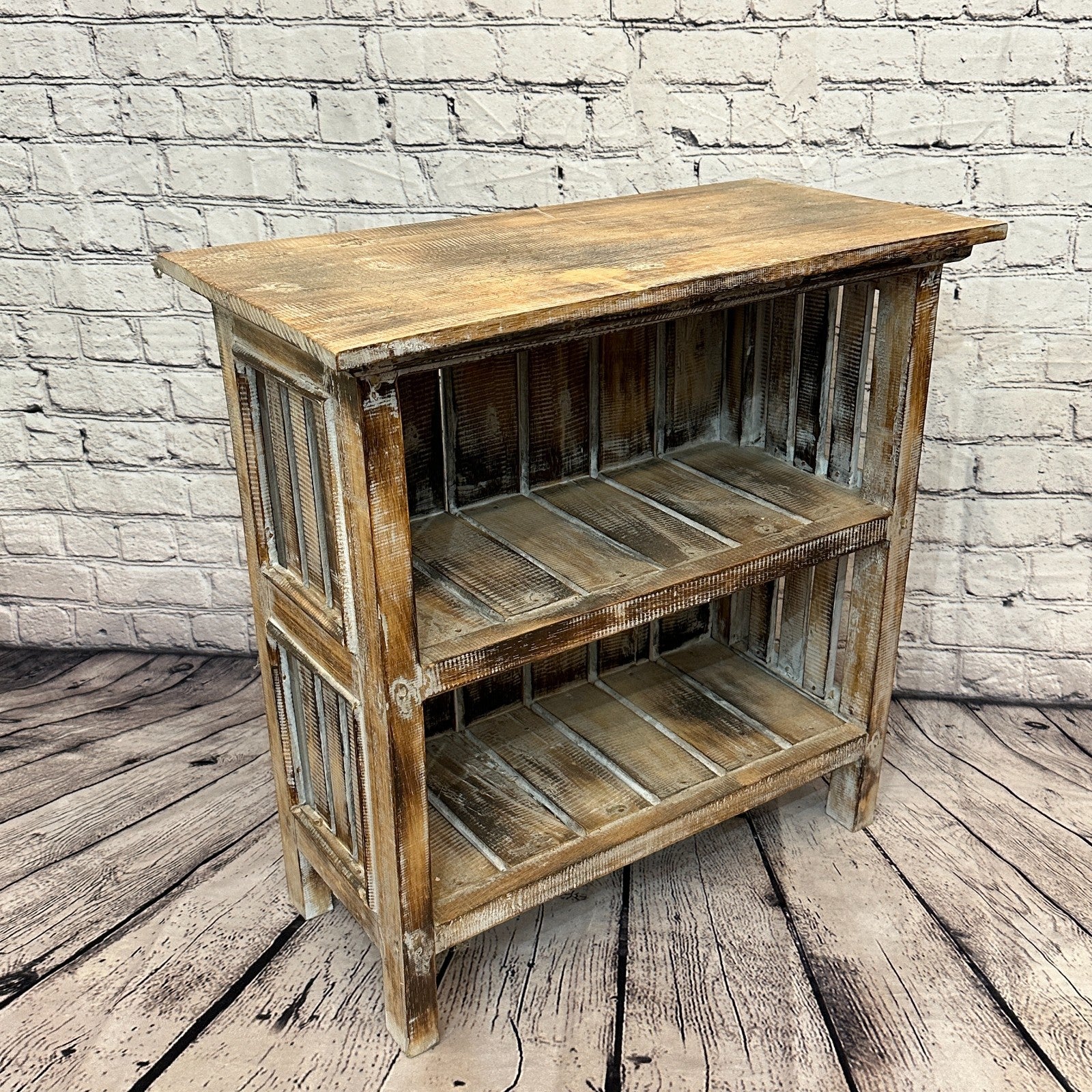 60cm x 60cm Brown 2 Shelf Wooden Side Cabinet Living Hallway Storage Furniture2