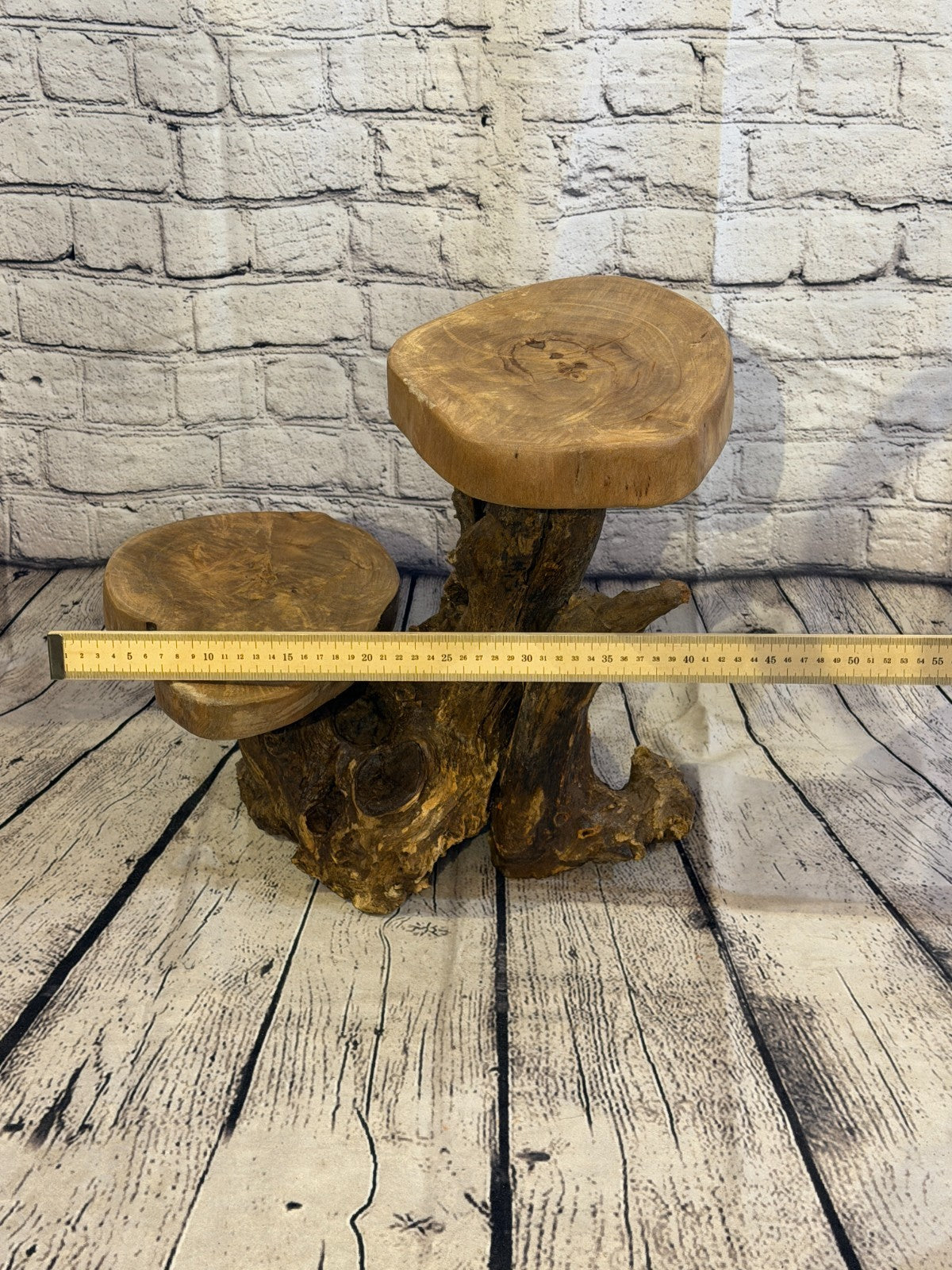 40cm x 40cm Double Wooden Coffee Root Sculpture Garden Teak Root Ornament Carved6