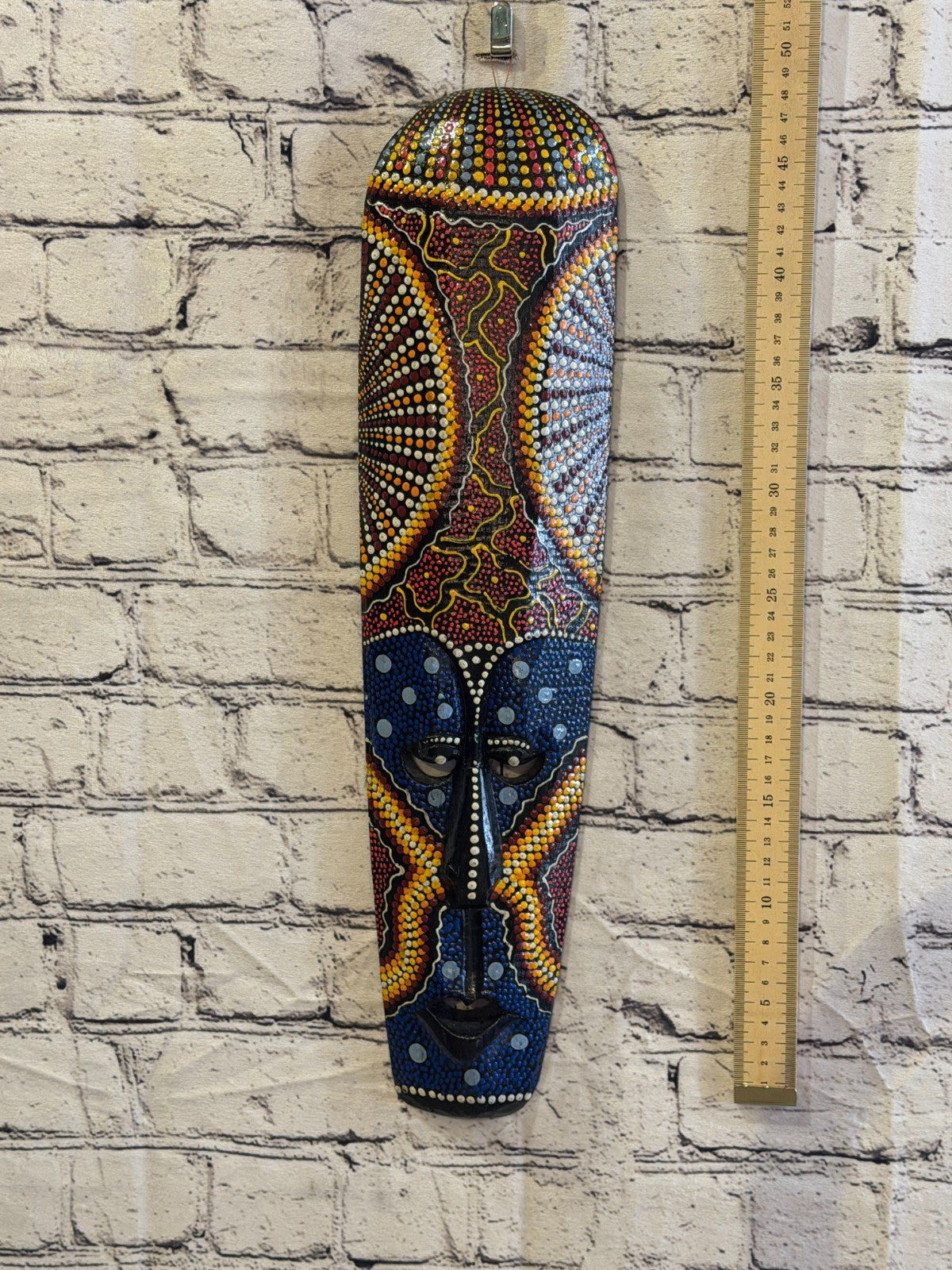 50cm Mask Carved Wooden Dot Painted Ethnic Tribal Tiki Wall Art No 2 New4