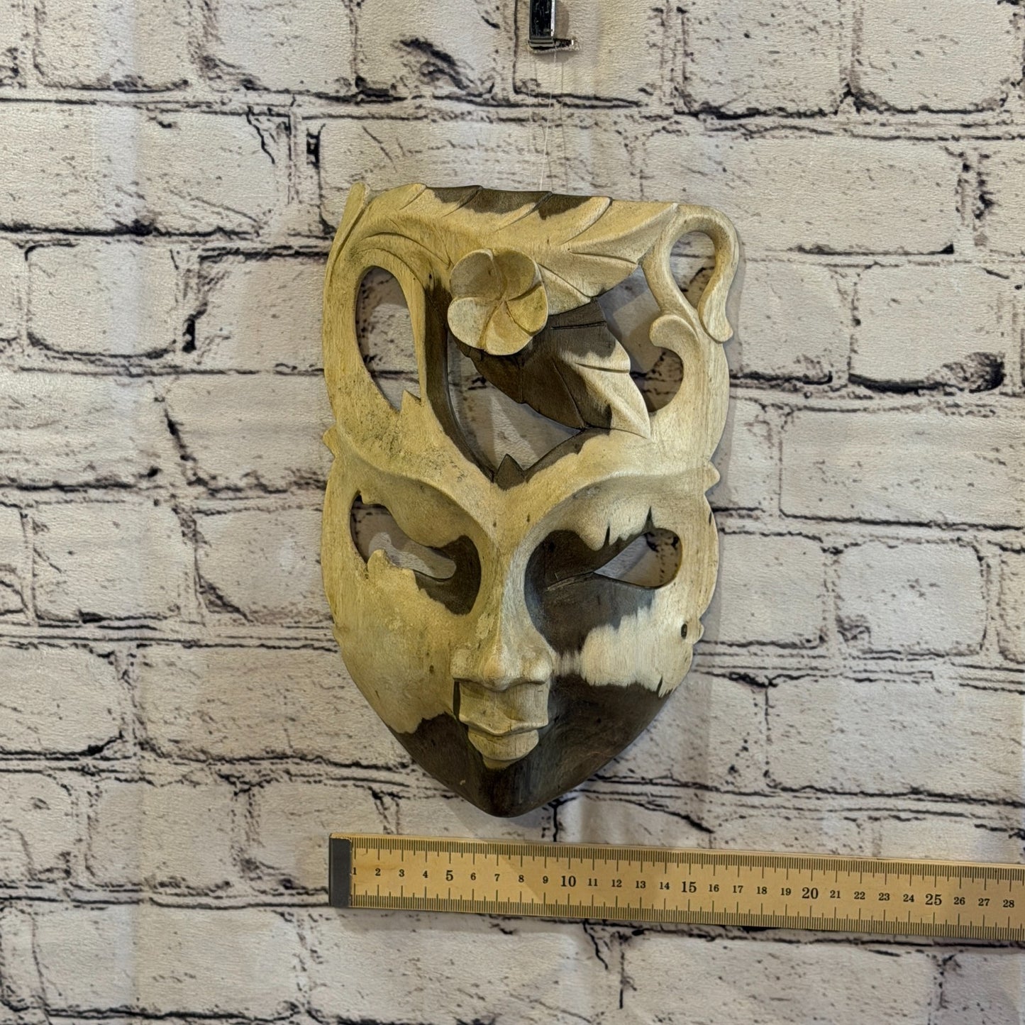 Wooden Soulmate Mask Wall Art Hibiscus Wood Hand Carved Fair Trade Design 13