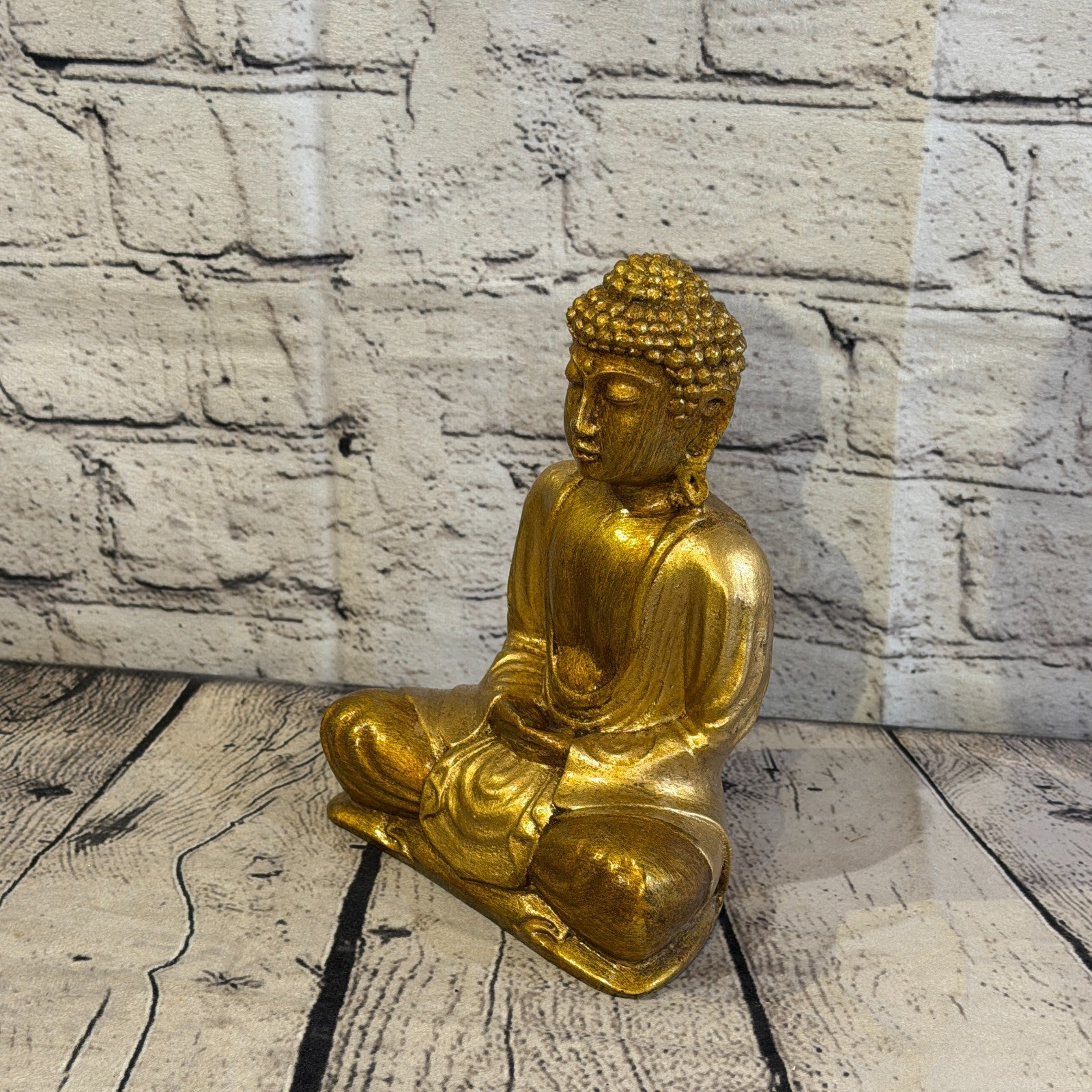 Bronze & Bronze 20cm x 15cm Large Thai Buddha Sitting Statue Resin Hindu1