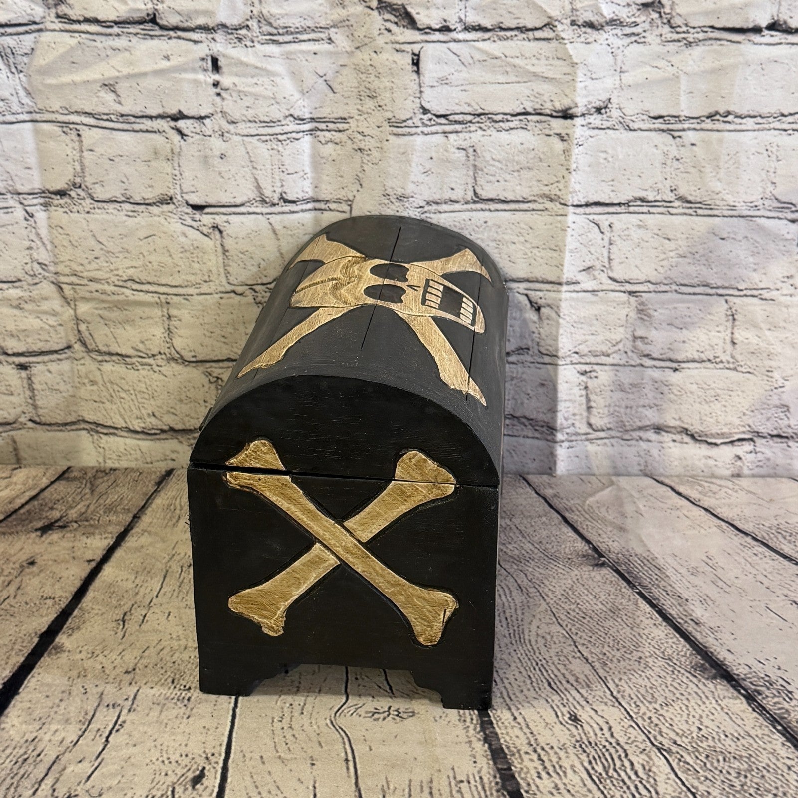 28cm x 22cm x 16cm Wood Gothic Pirate Chest Skull Coffin Jewellery Trinket Box3