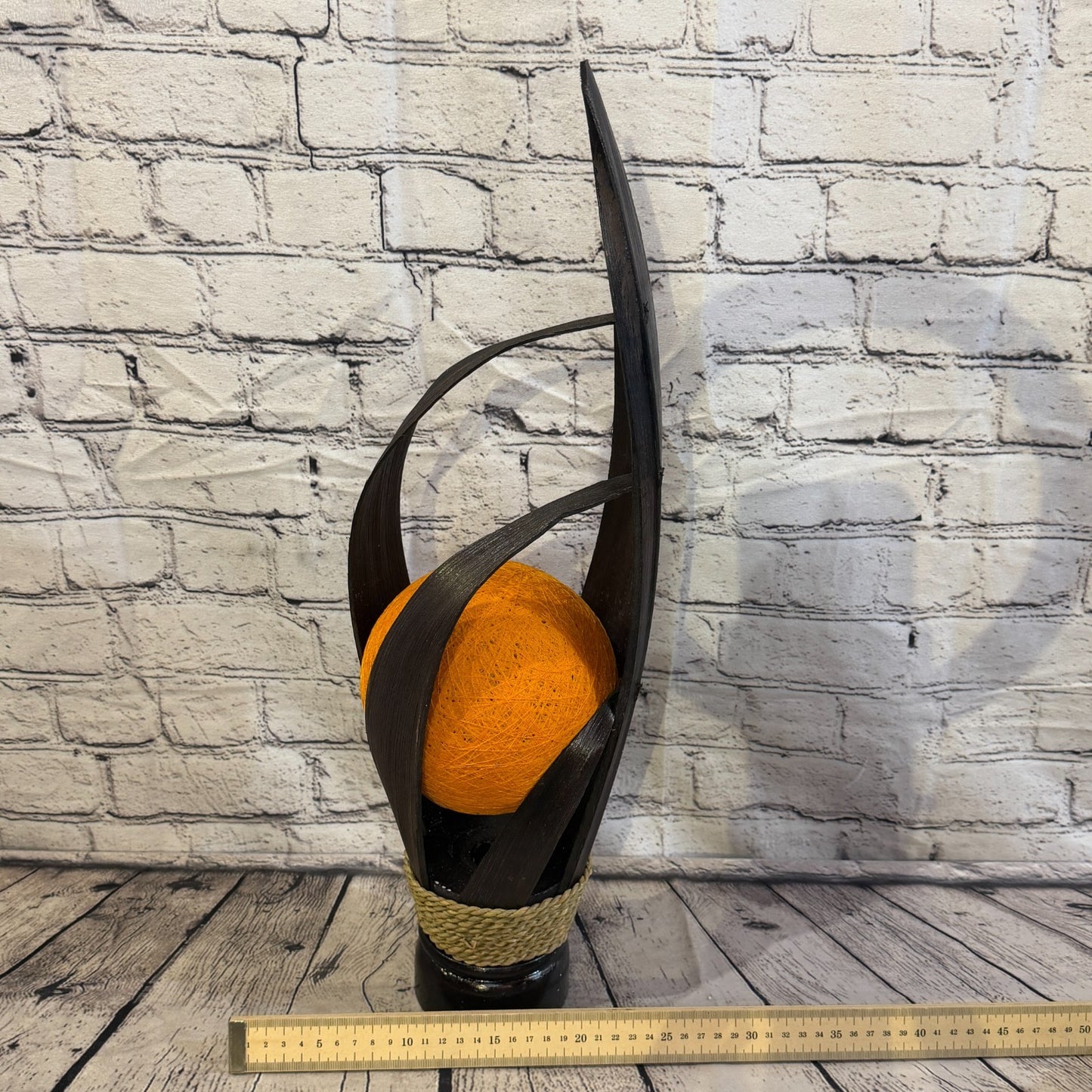 Orange Light Brown Natural 55cm Tall Leaf Lamp Twist LED UK Mains Plug Design 36