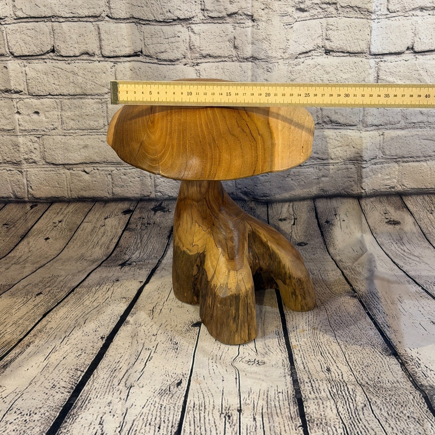 35cm x 25cm Dome Wooden Mushroom Toadstool Sculpture Garden Teak Root Ornament5