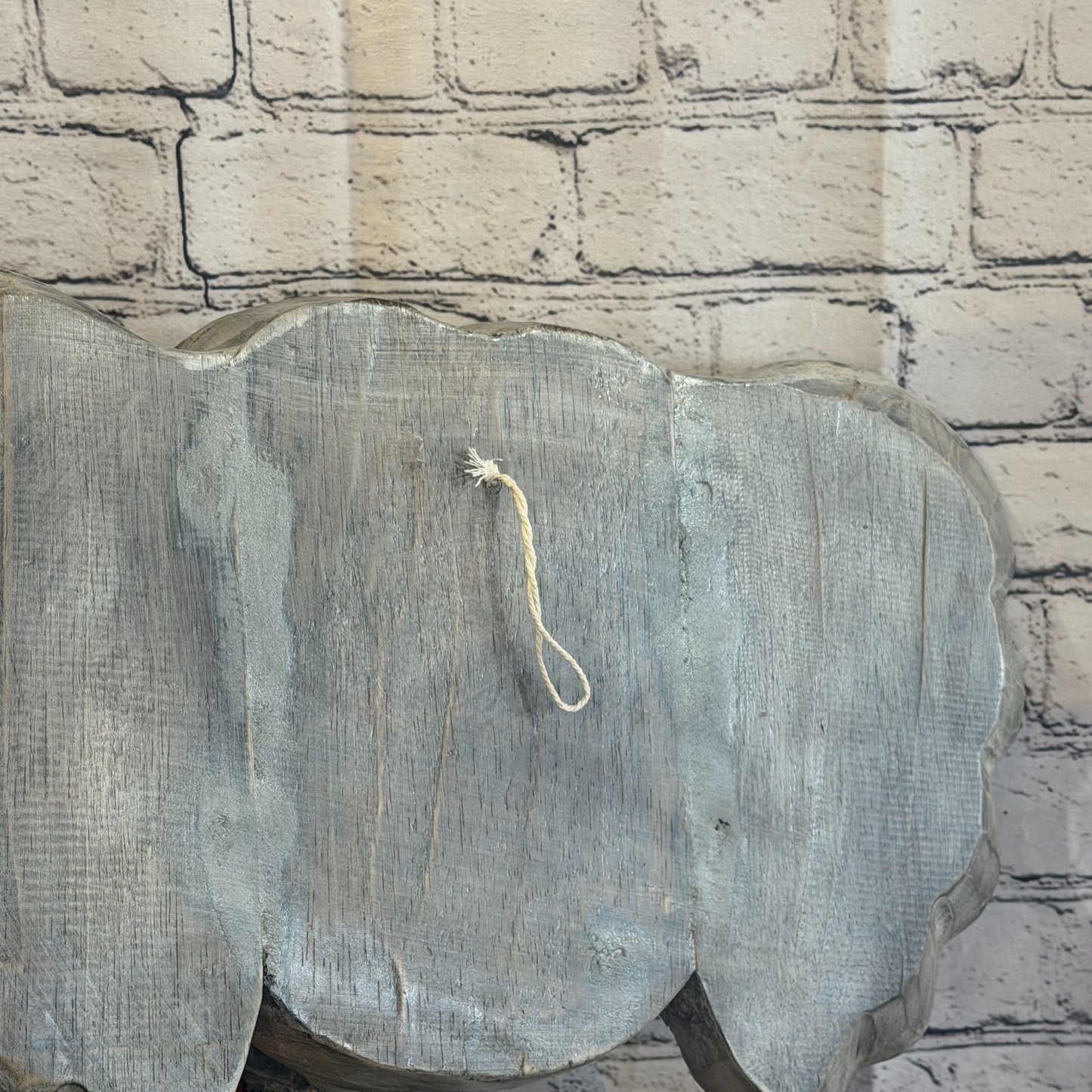 40cm x 35cm Grey Light Painted Wood Elephant Head Wall Mounted Art Shabby6
