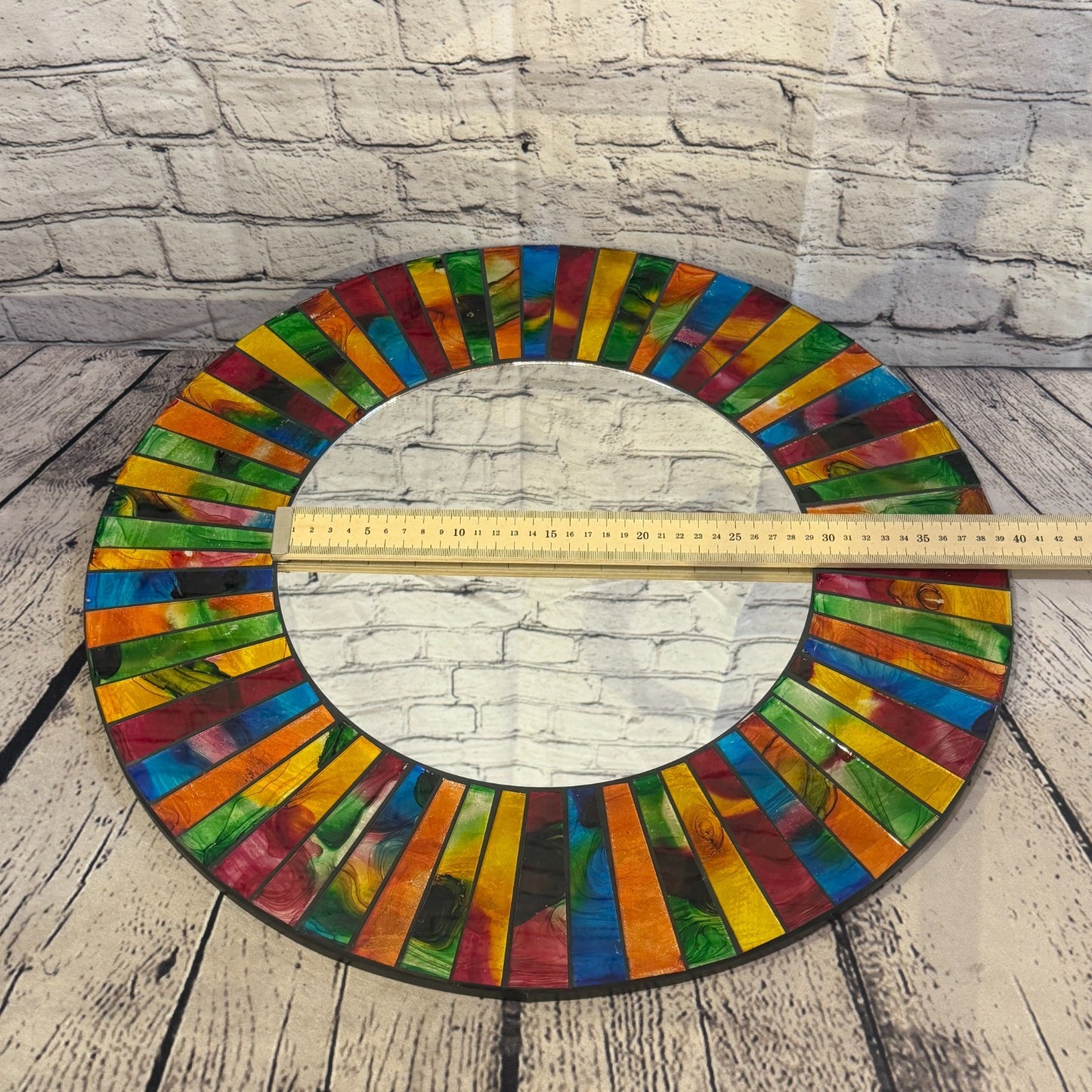 Rainbow Line Black Mosaic Tile Wall Mirror 50cm x 50cm 20 Inches Handmade6