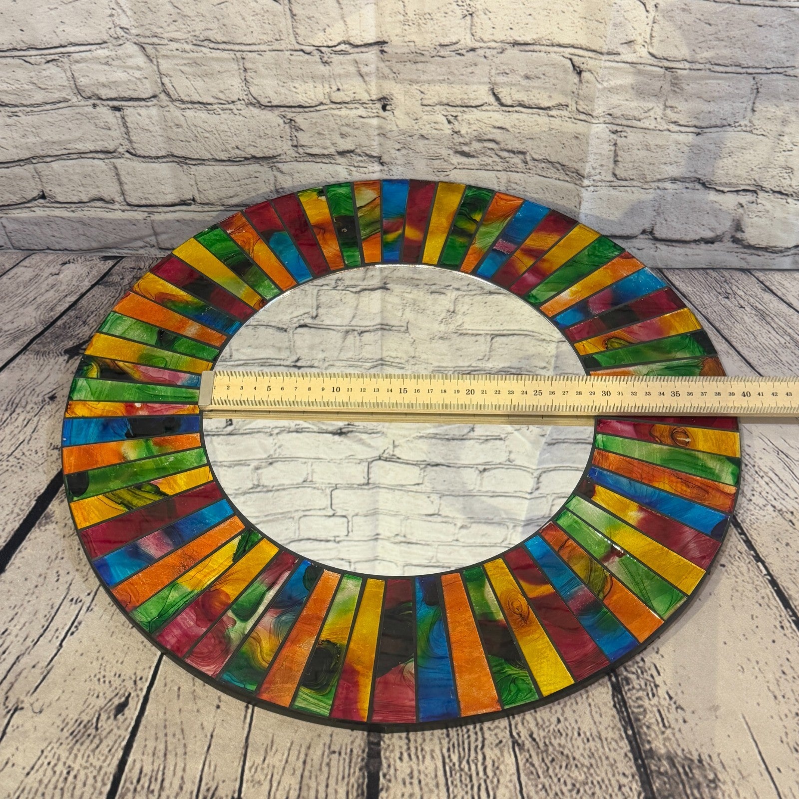 Rainbow Line Black Mosaic Tile Wall Mirror 50cm x 50cm 20 Inches Handmade6