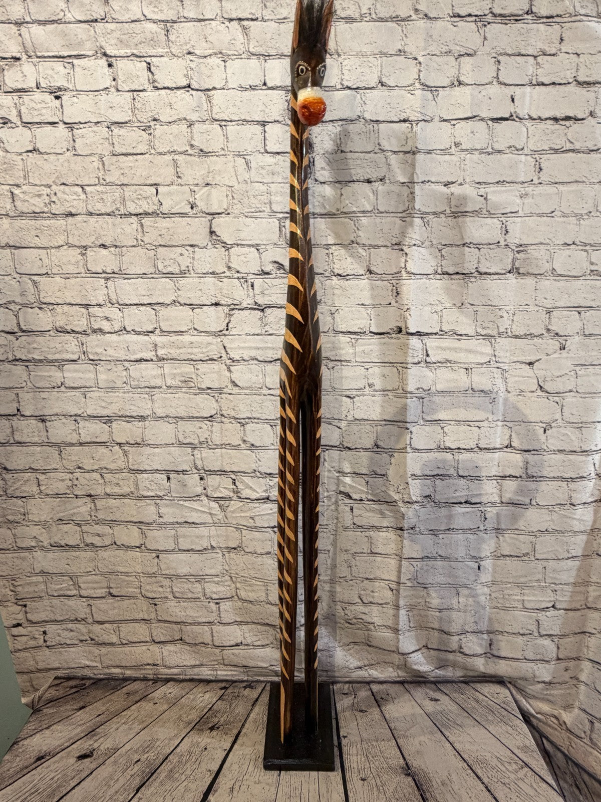 120cm Painted Wooden Horse Standing Single Carved Solid Wood Zebra Handmade1