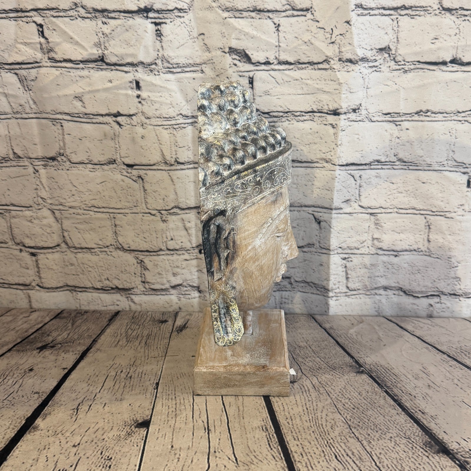 35cm x 25cm Brown Head Buddha Ornament Sculpture Statue Buddhas Hand Carved Wood3