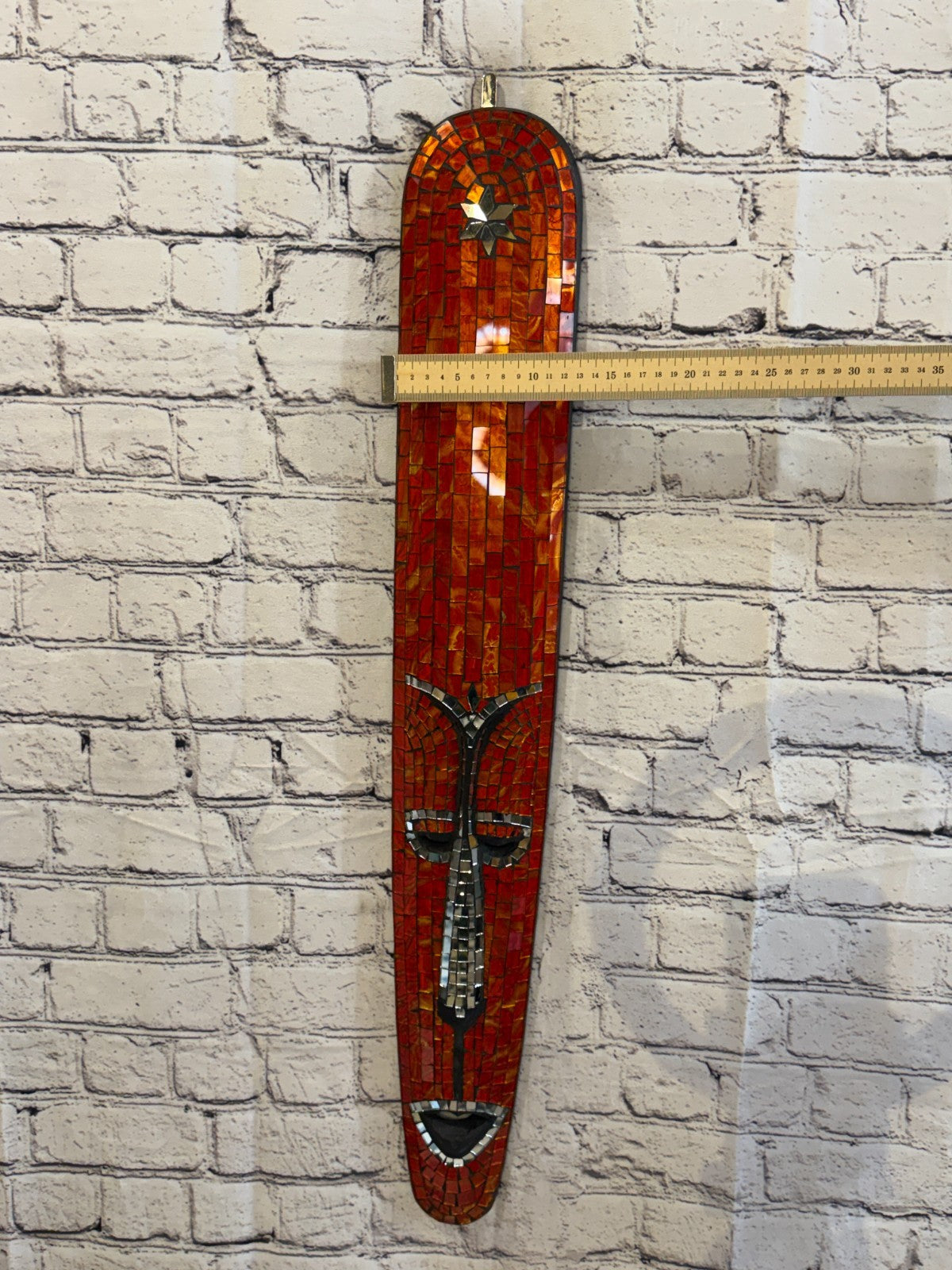 80cm Mask Red Mosaic Wall Hanging Wooden Ornaments Wood Carving3