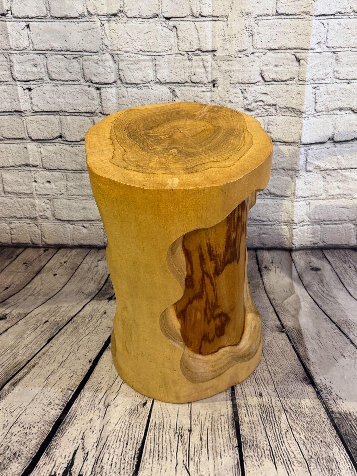 45cm x 30cm Round Teak Root Table Hand Carved Solid Wood Side Stool Stand Rustic1