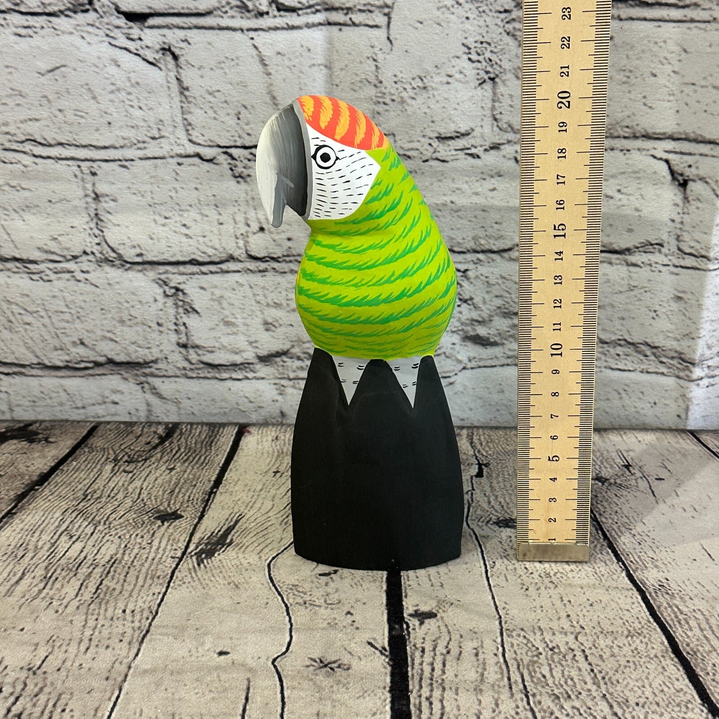 20cm Green Parrot Bird Ornament Statue Fair Trade Hand Made Carved Wood7