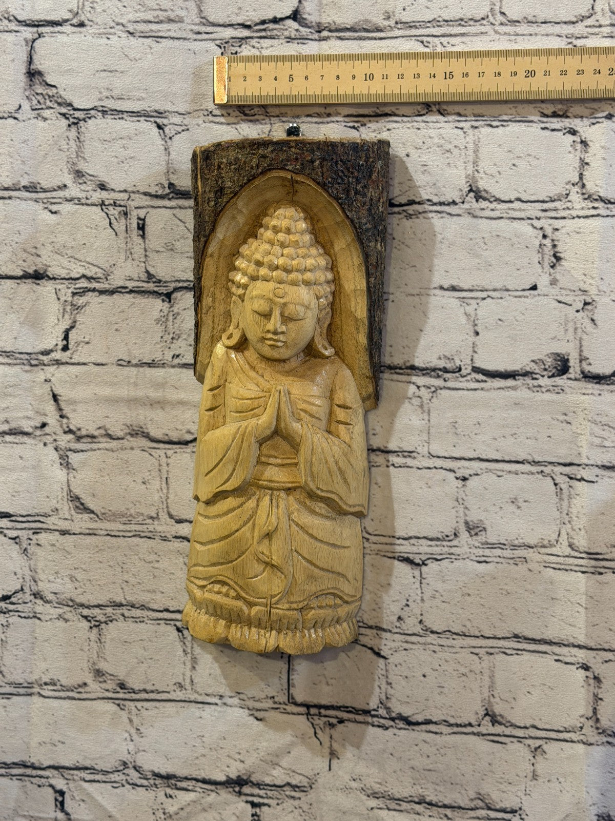 Thai Buddha 30cm Hand Carved Wizard Tree Trunk Wood Fairtrade3
