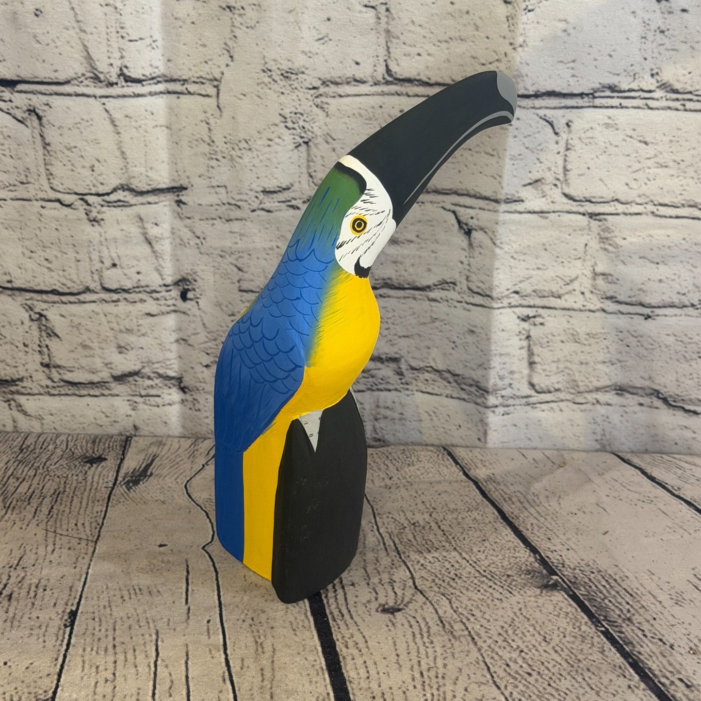 20cm Bright Blue Toucan Bird Ornament Statue Fair Trade Hand Made Carved Wood3