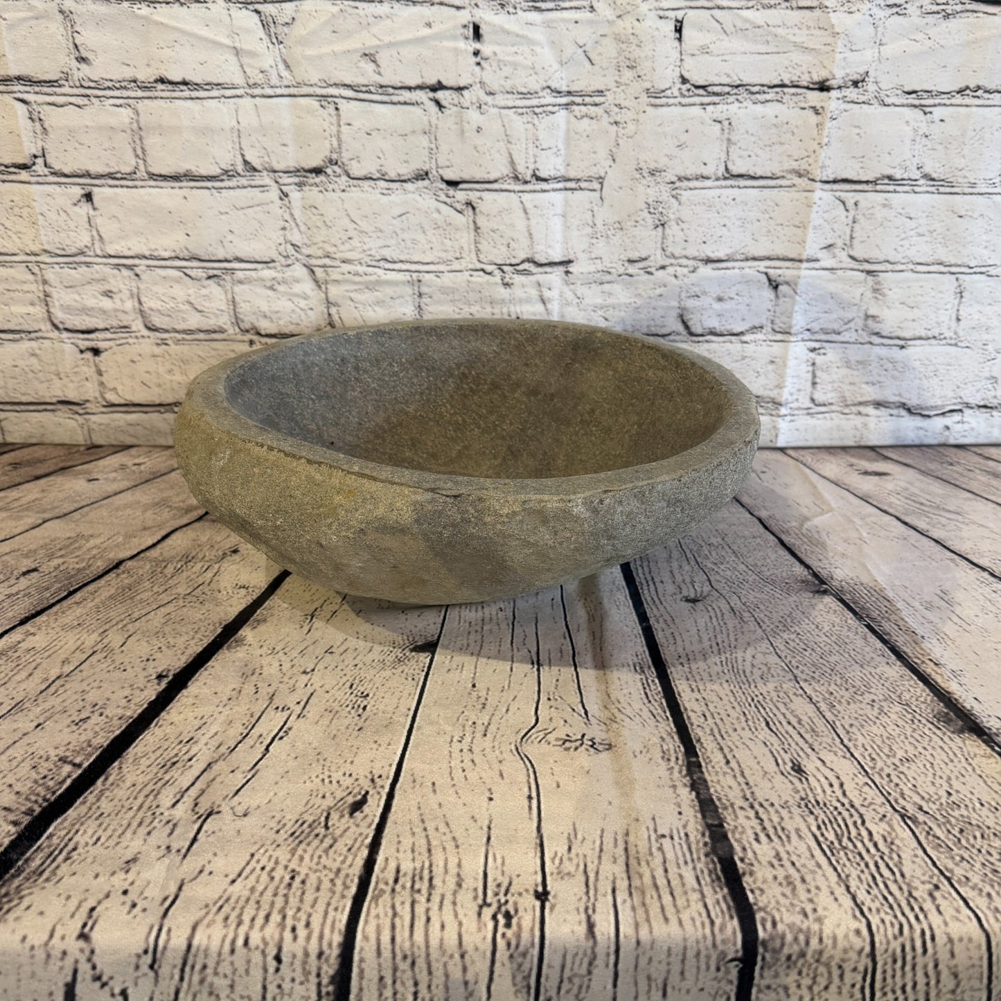 33cm x 29cm Wash Basin Bathroom Counter Top Washing River Stone Bowl Sink No 22