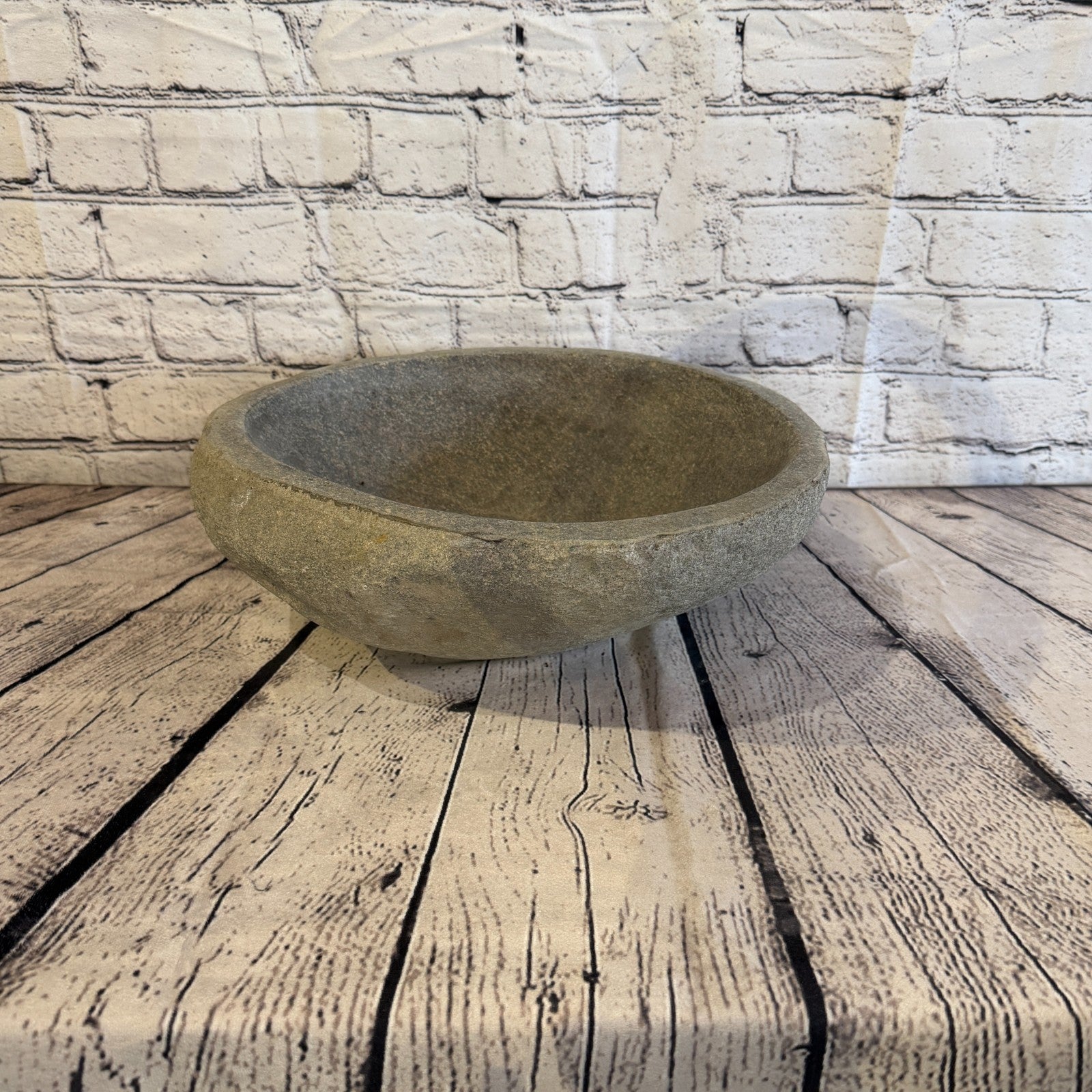 33cm x 29cm Wash Basin Bathroom Counter Top Washing River Stone Bowl Sink No 22