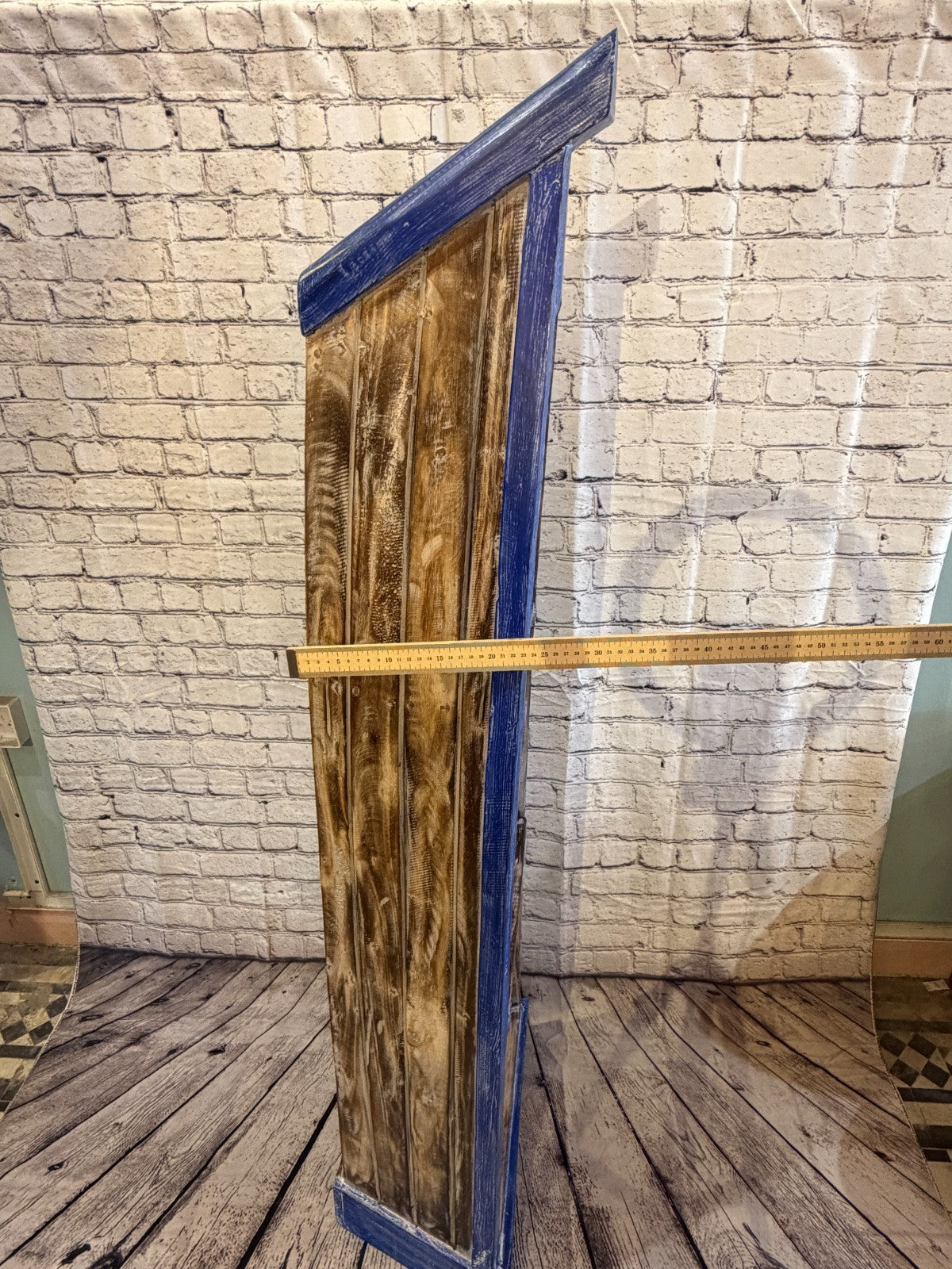 150cm x 45cm x 25cm Blue Boat Shelf Wooden Cabinet Living Hall Storage Furniture7