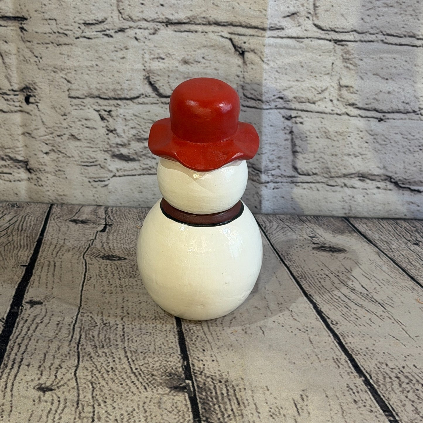 15cm x 10cm Red Top Hat Snowman Handcrafted Wood Xmas Christmas Ornament4