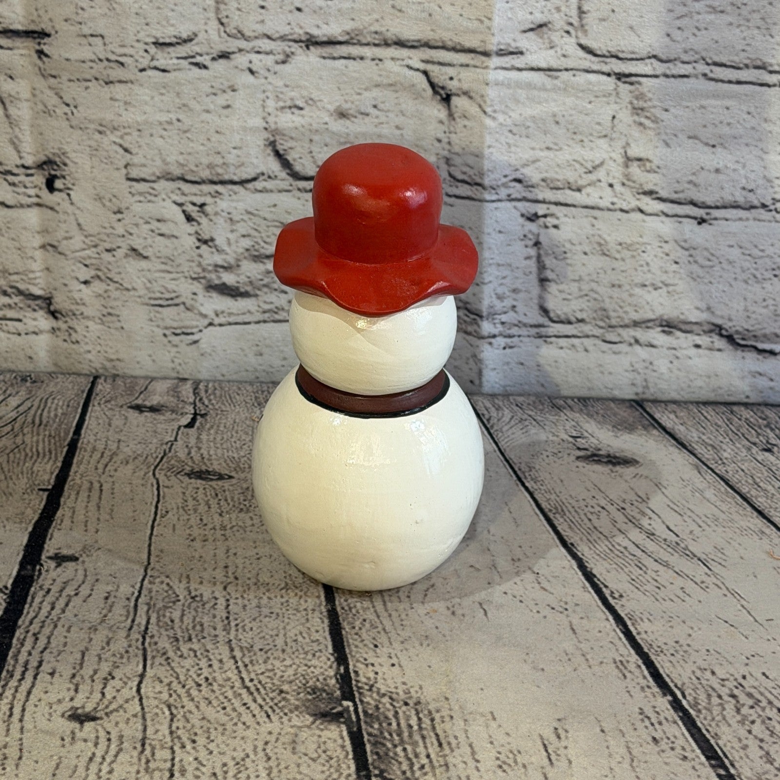 15cm x 10cm Red Top Hat Snowman Handcrafted Wood Xmas Christmas Ornament4