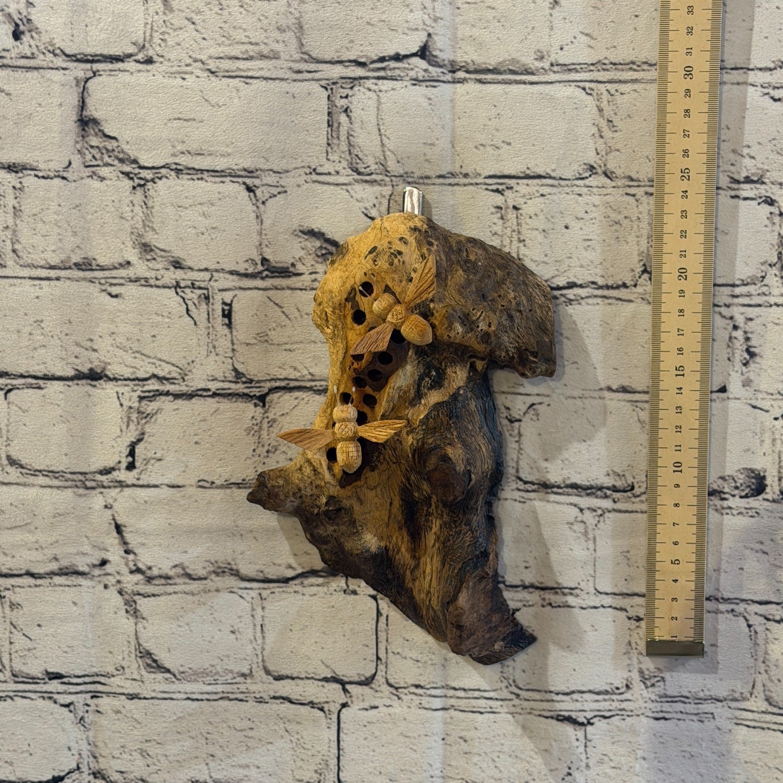 Bees Honeycomb Wall Art Mushroom Parasite Wood Ornament Natural Carving Wooden4