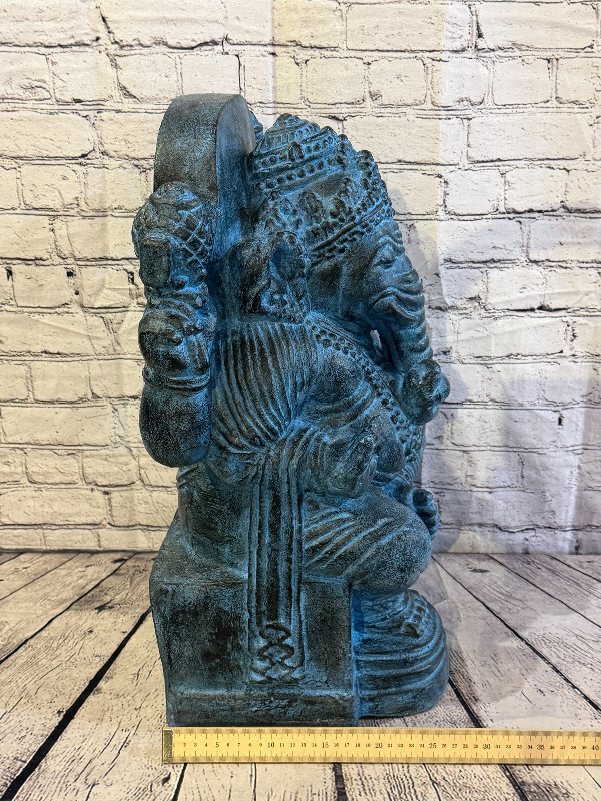 Blue 60cm x 35cm Thai Ganesha God On Base Hollow Statue Resin Hindu7