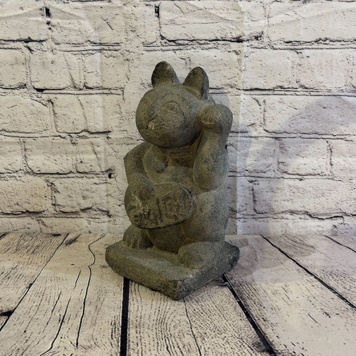 Maneki-Neko Lucky Cat Stone Garden 25cm x 15cm Ornament Indoor Statue Hindu0