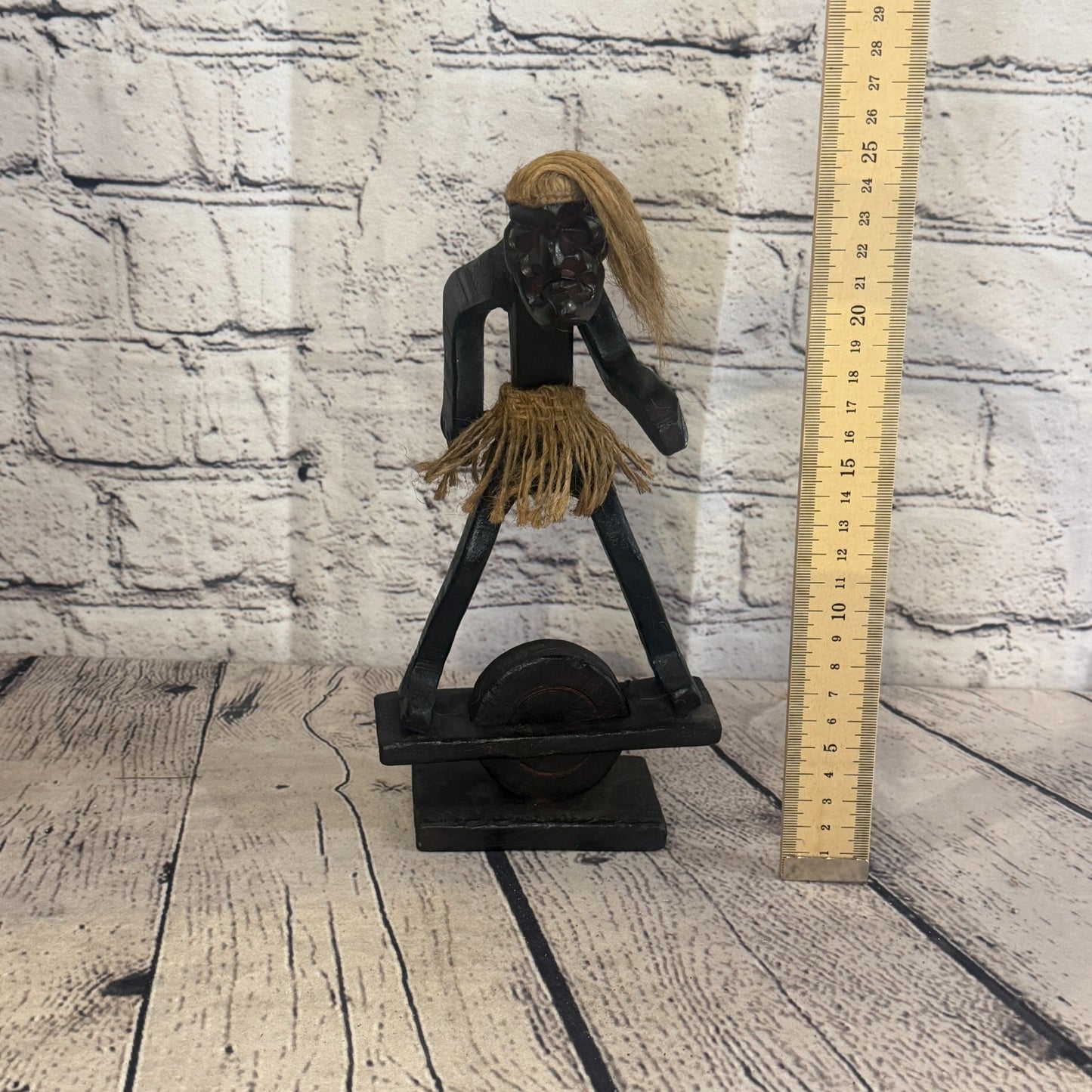 20cm Balance Board African Tribal Warrior Man Figure Statue Wood Hand Carved5