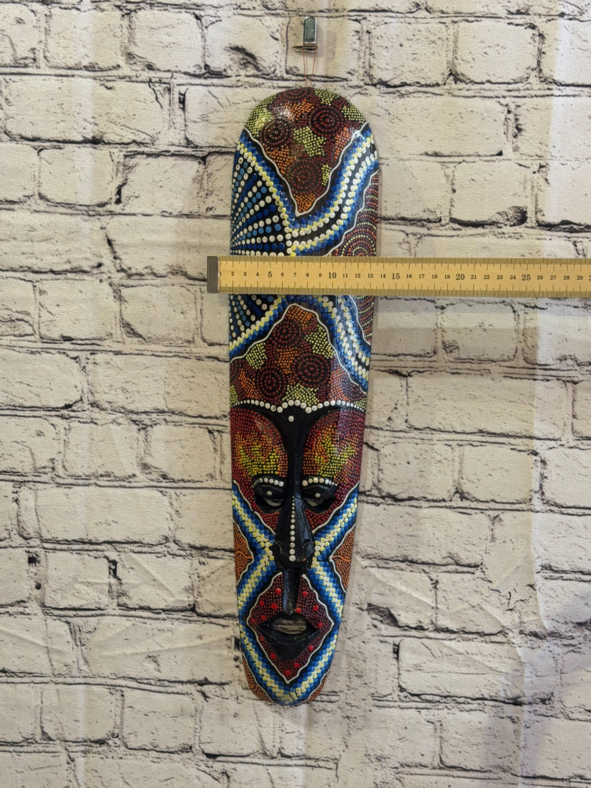 50cm Mask Carved Wooden Dot Painted Ethnic Tribal Tiki Wall Art No 1 New3