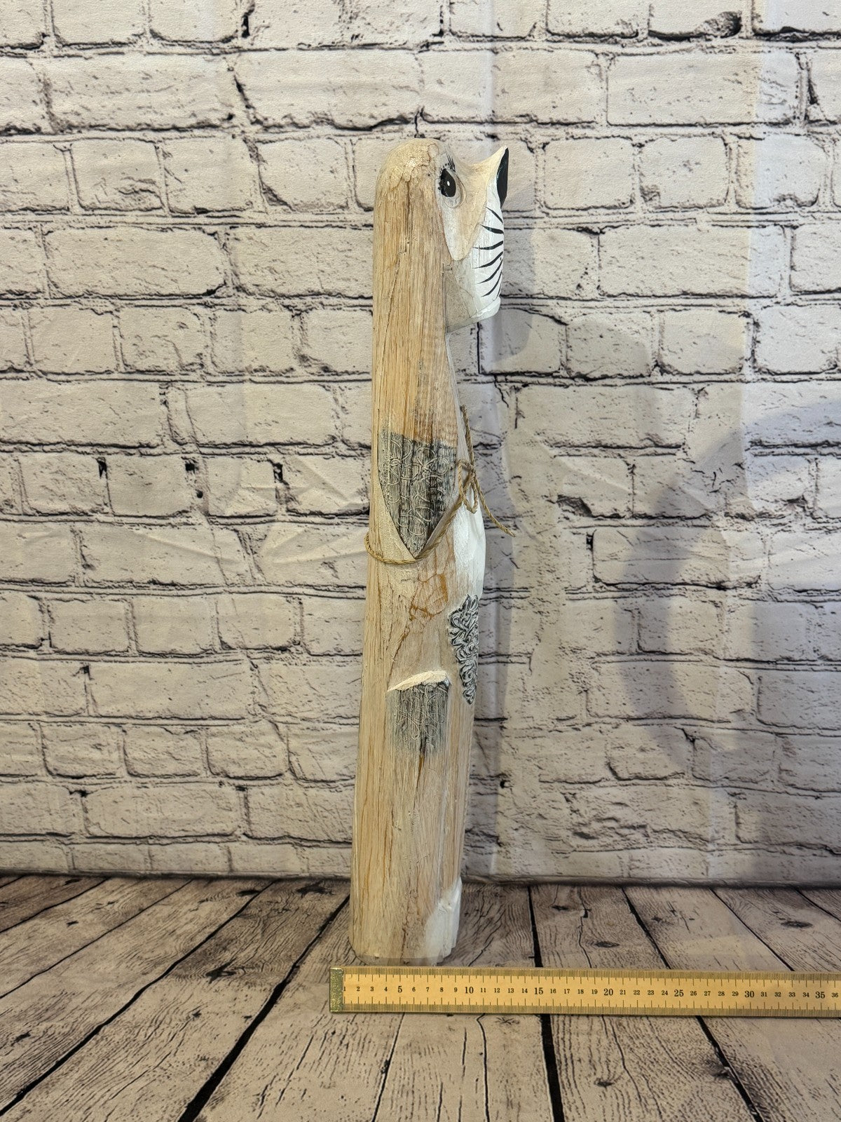 60cm White Wooden Shabby Dog Statue Ornament Fair Trade Handcarved7
