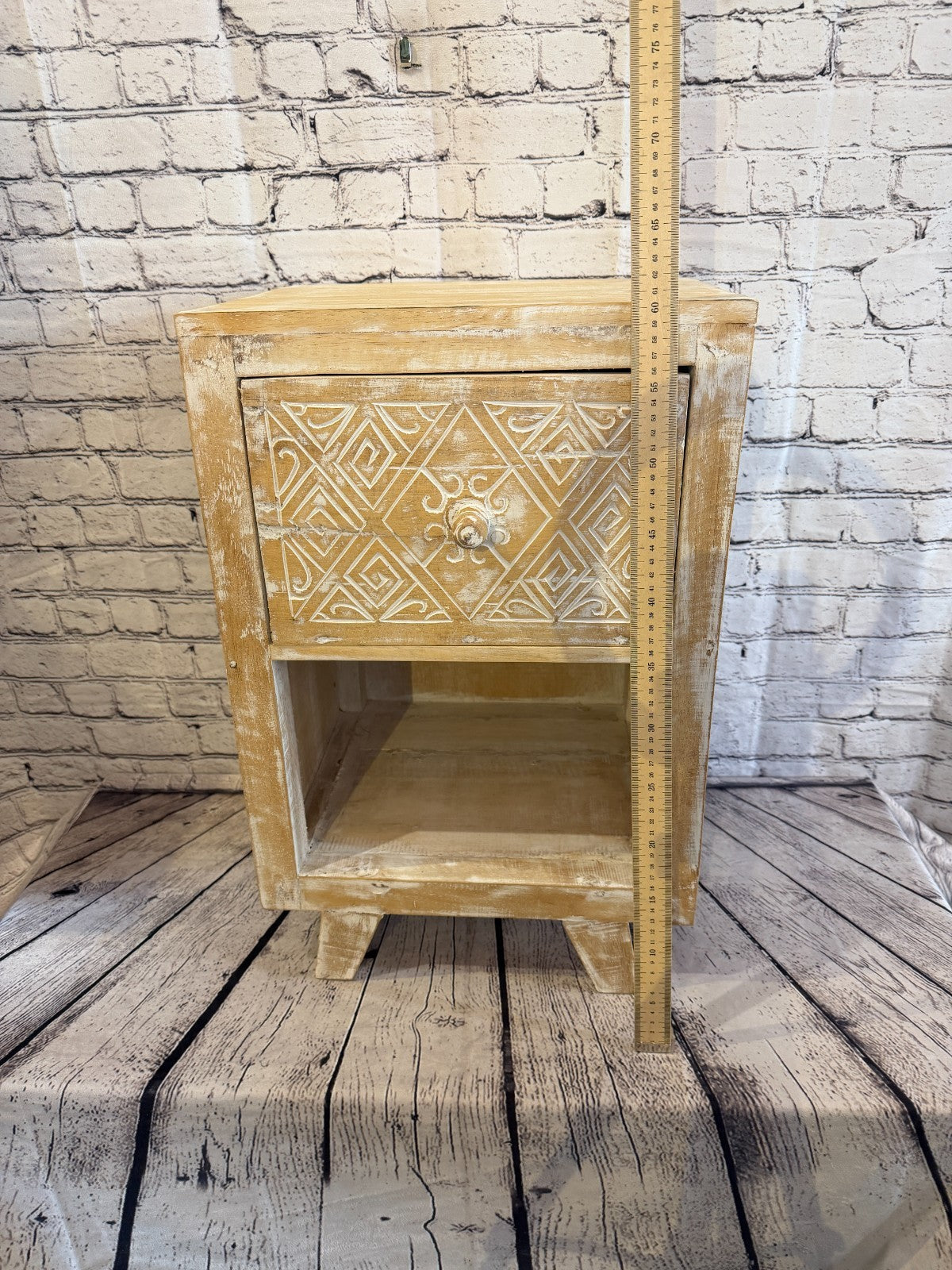 60cm x 40cm White 1 Draw Pillar Wooden Side Cabinet Living Storage Furniture5