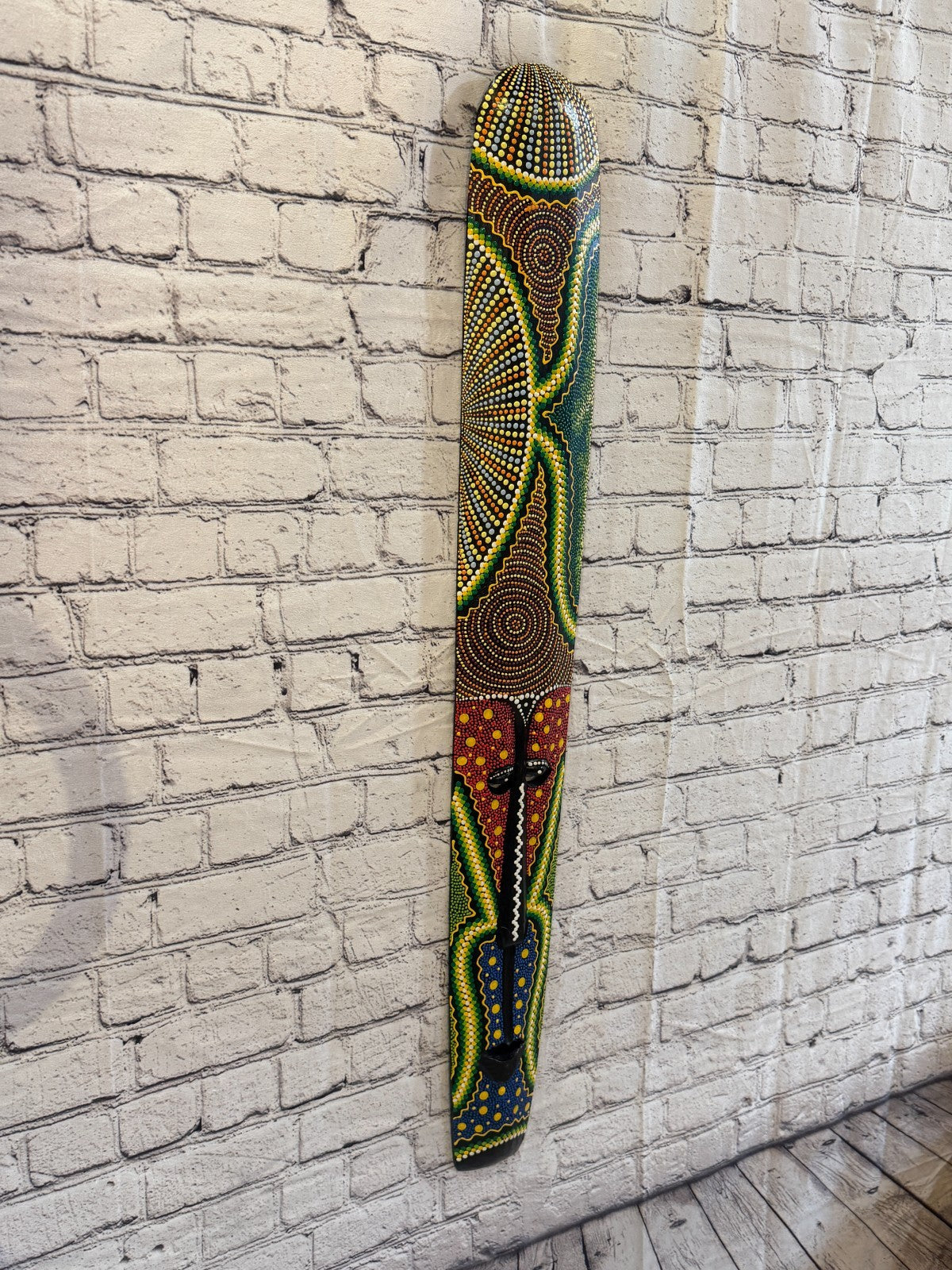 100cm Mask Carved Wooden Dot Painted Ethnic Tribal Tiki Wall Art No 5 New0