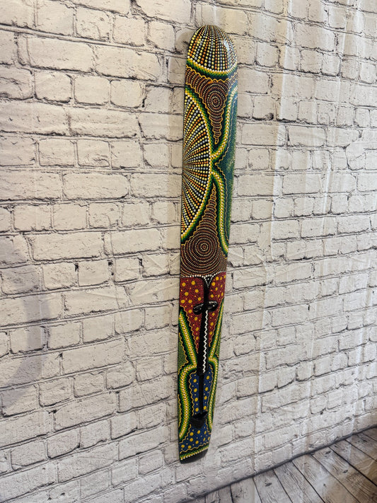 100cm Mask Carved Wooden Dot Painted Ethnic Tribal Tiki Wall Art No 5 New0