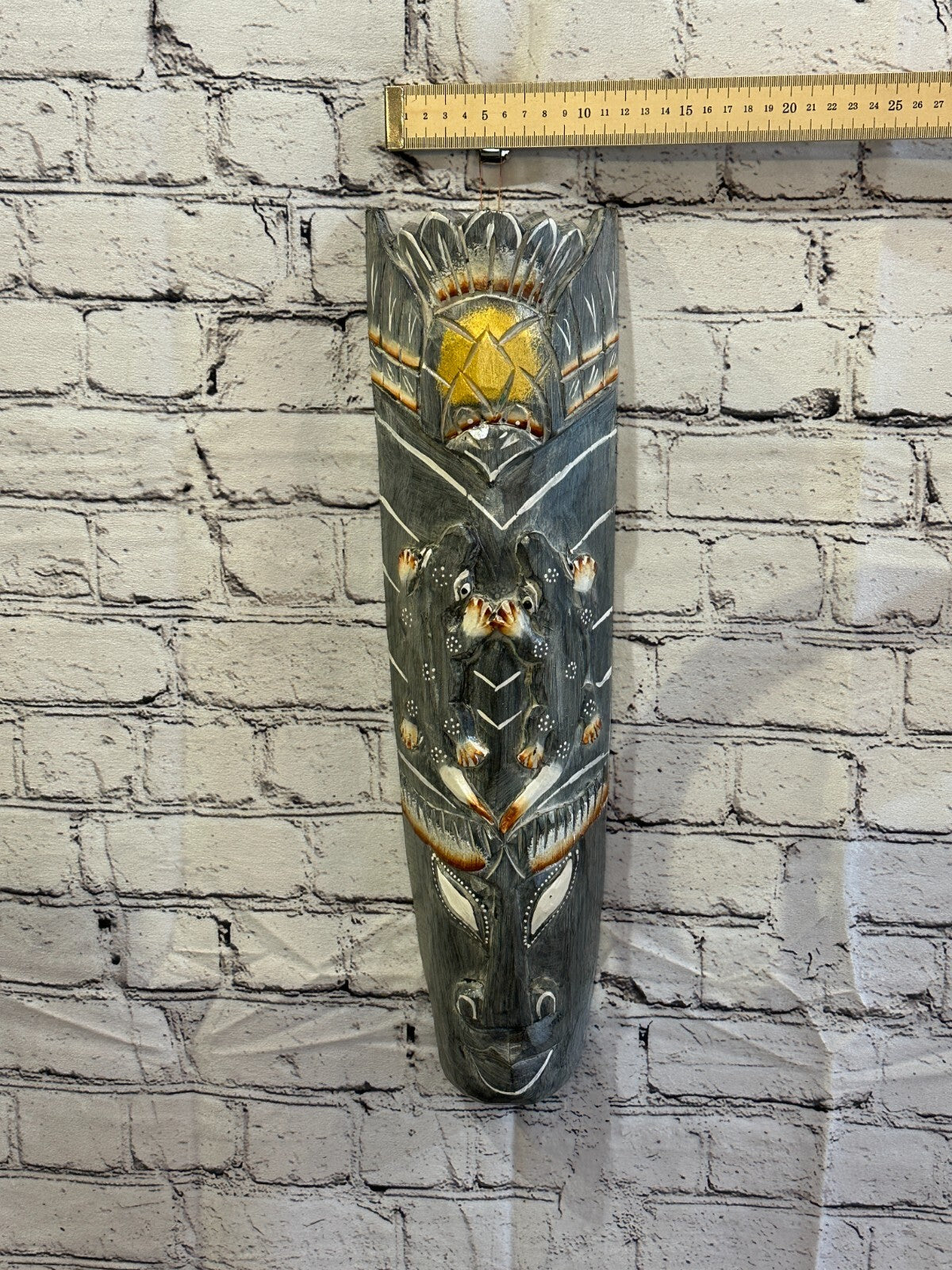 50cm Dark Grey Gecko Hand Carved Fair Trade Wooden Animal Wall Art Hang Mask4