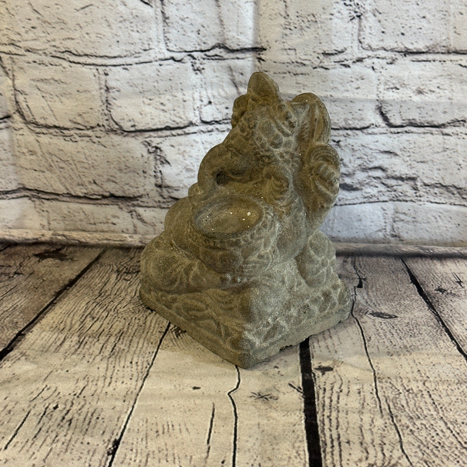 Ganasha Candle Stone Garden 18cm Ornament Outdoor Indoor Statue Hindu1