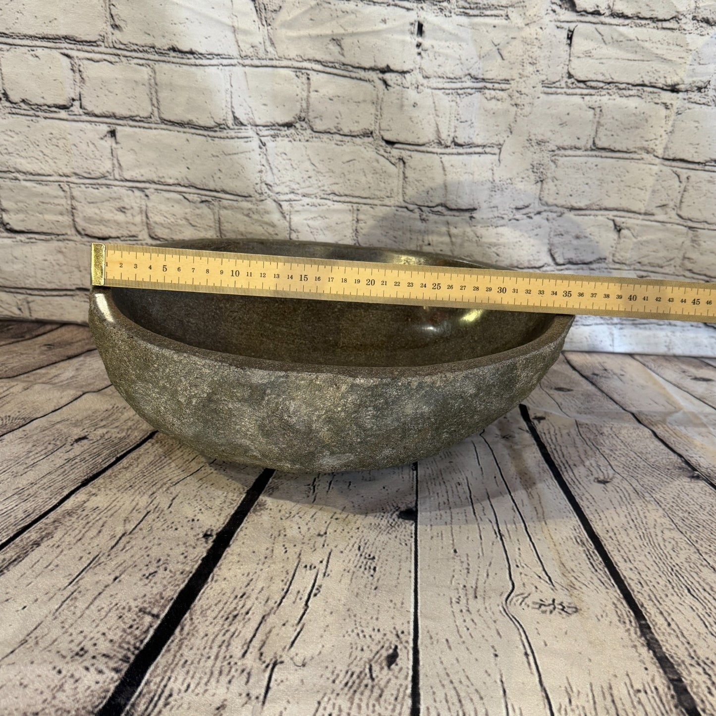 36cm x 26cm Wash Basin Bathroom Counter Top Washing River Stone Bowl Sink No 74