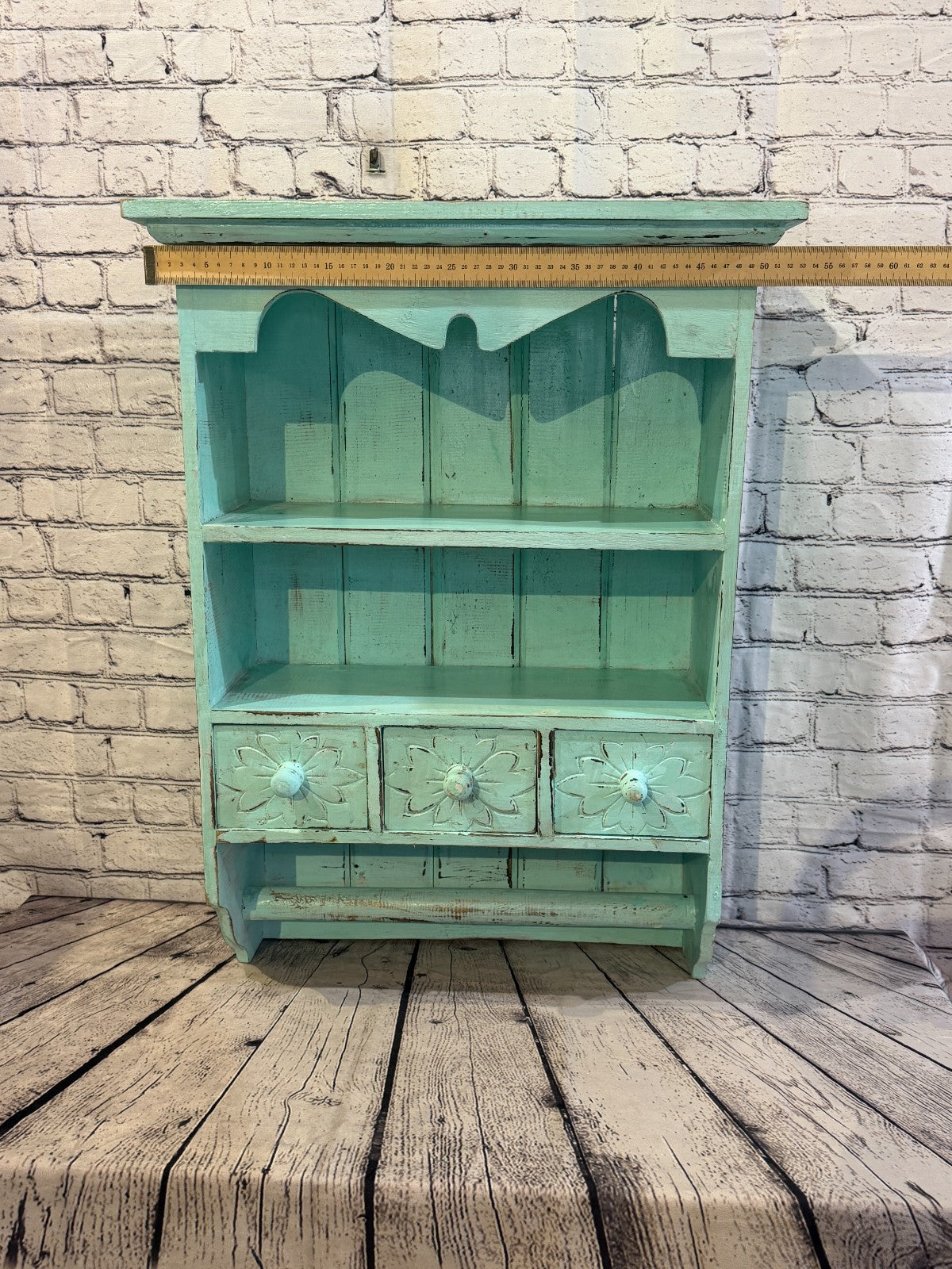 75cm x 55cm x 25cm Blue 3 Draws Wooden Cabinet Living Hallway Storage Furniture5